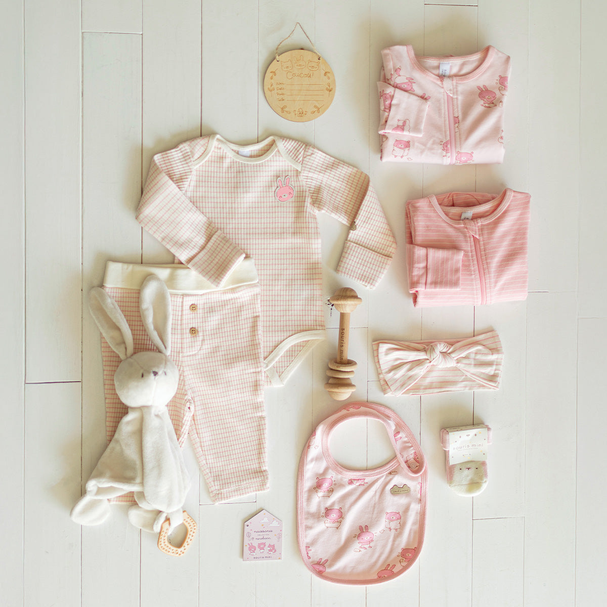 Pink and cream “The Signature” gift set (11 pieces), newborn