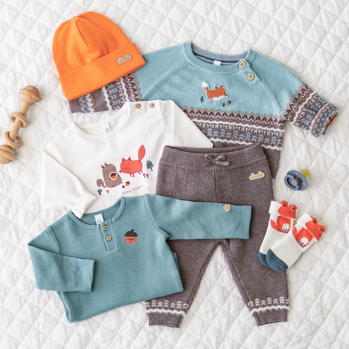 Blue and grey jacquard knit sweater, baby