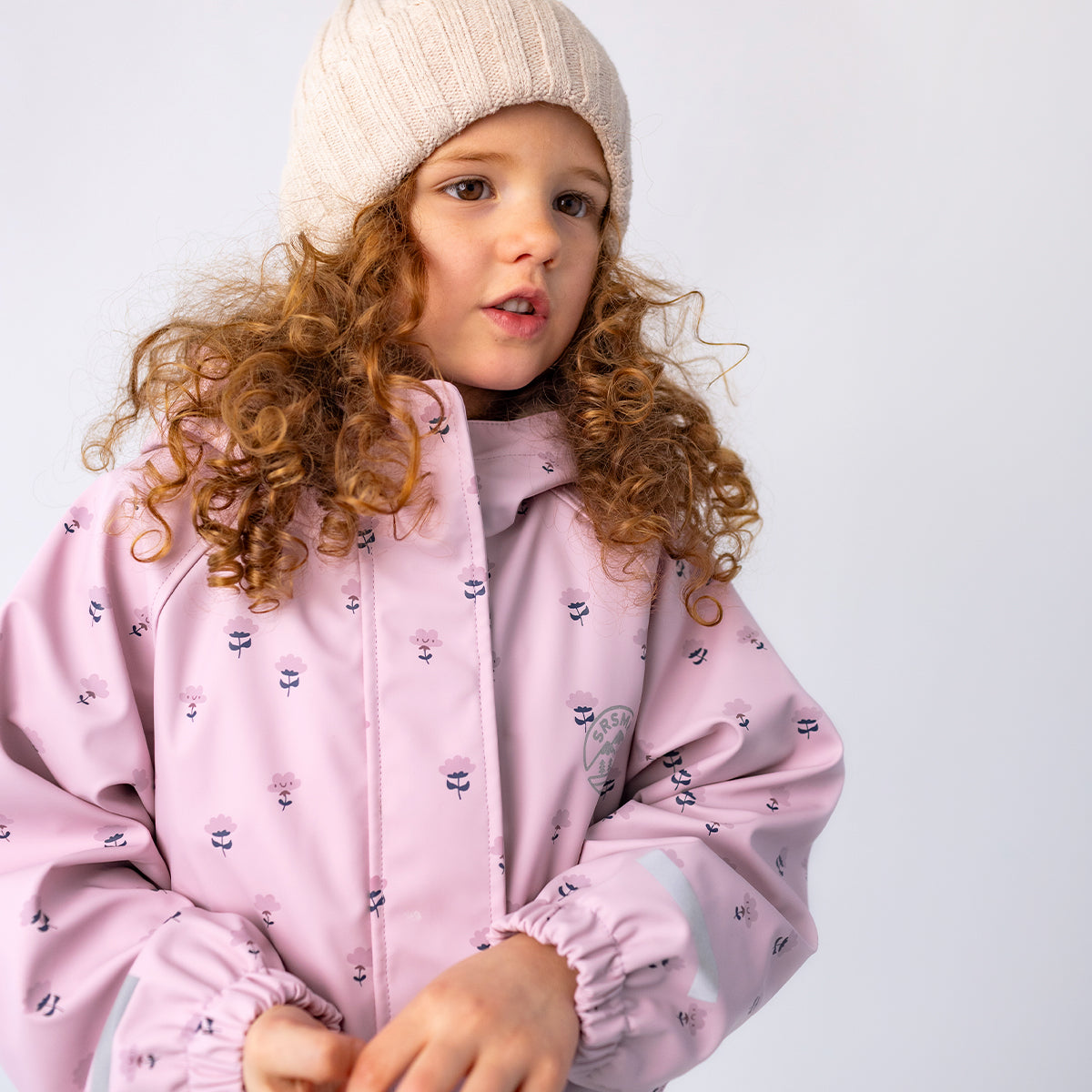Manteau de pluie rose à imprimé champignons, enfant