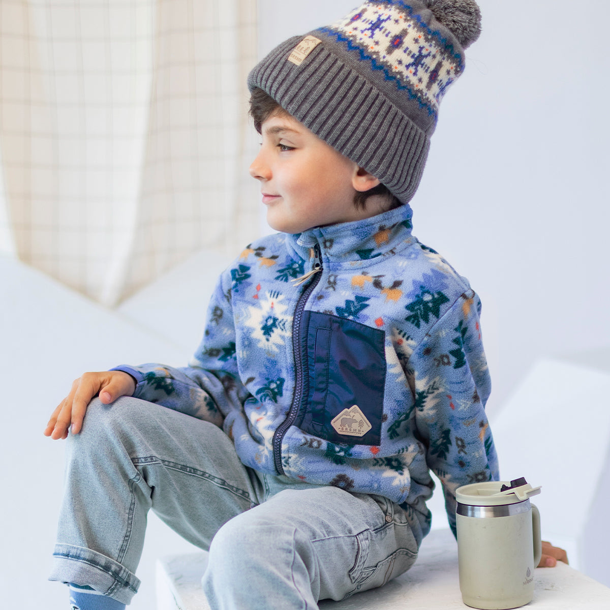 Blue Patterned Fleece Jacket, child