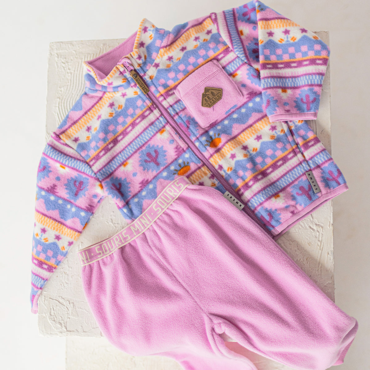 Pantalon en polar mauve, bébé