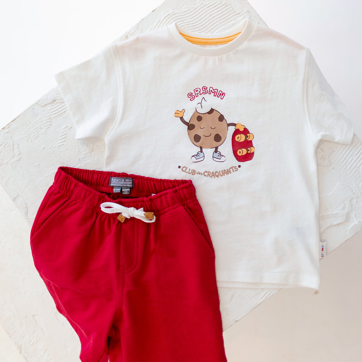 Red French cotton Bermuda shorts, baby