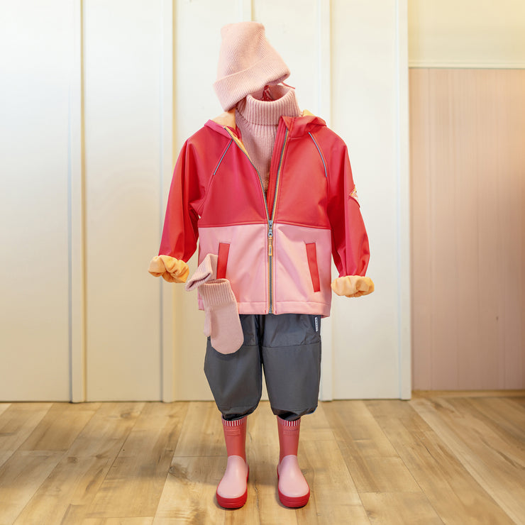 Manteau rose deux tons à coquille souple, enfant || Two-tone pink coat with soft shell, child