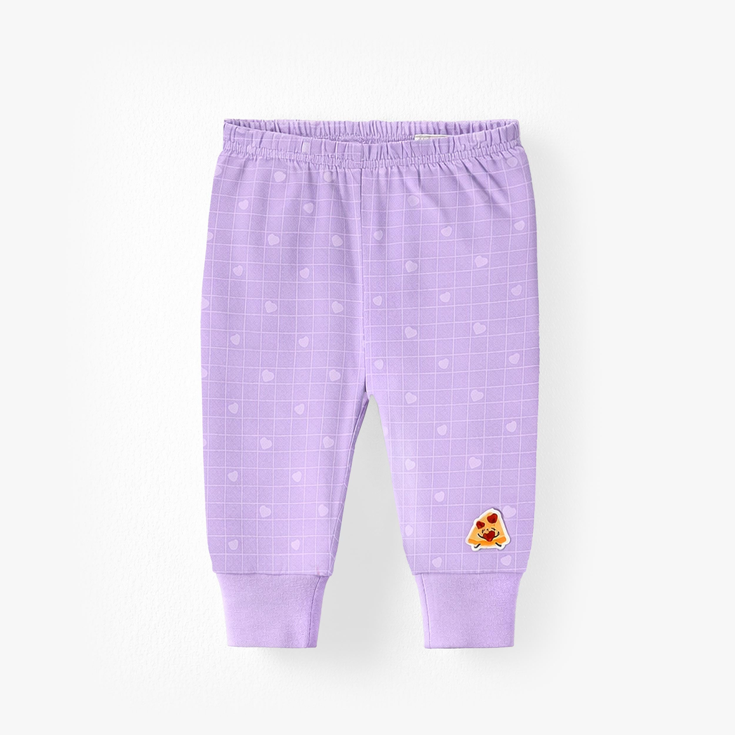 Bas du Pyjama deux pièces mauve à motifs de pizzas, bébé