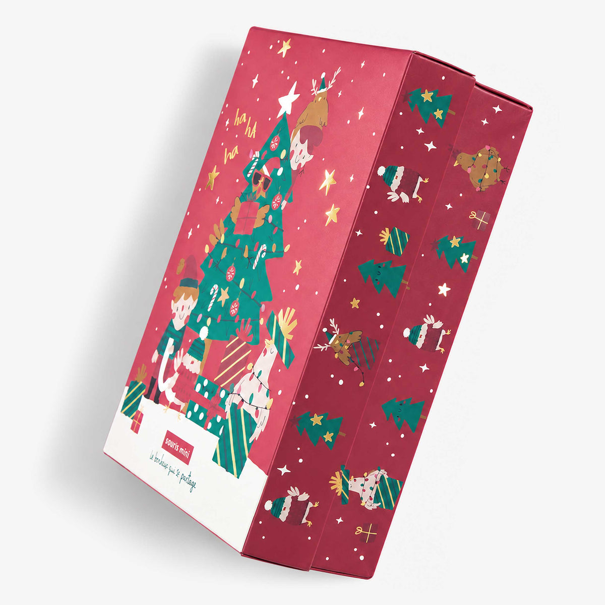 Red christmas gift box supporting Leucan