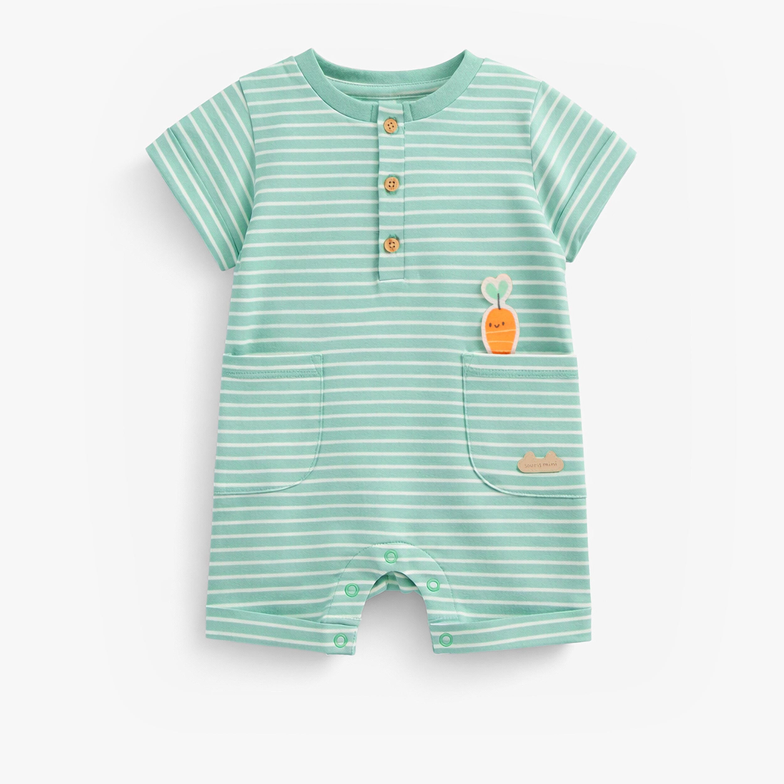 Barboteuse verte à rayures, naissance - Souris Mini