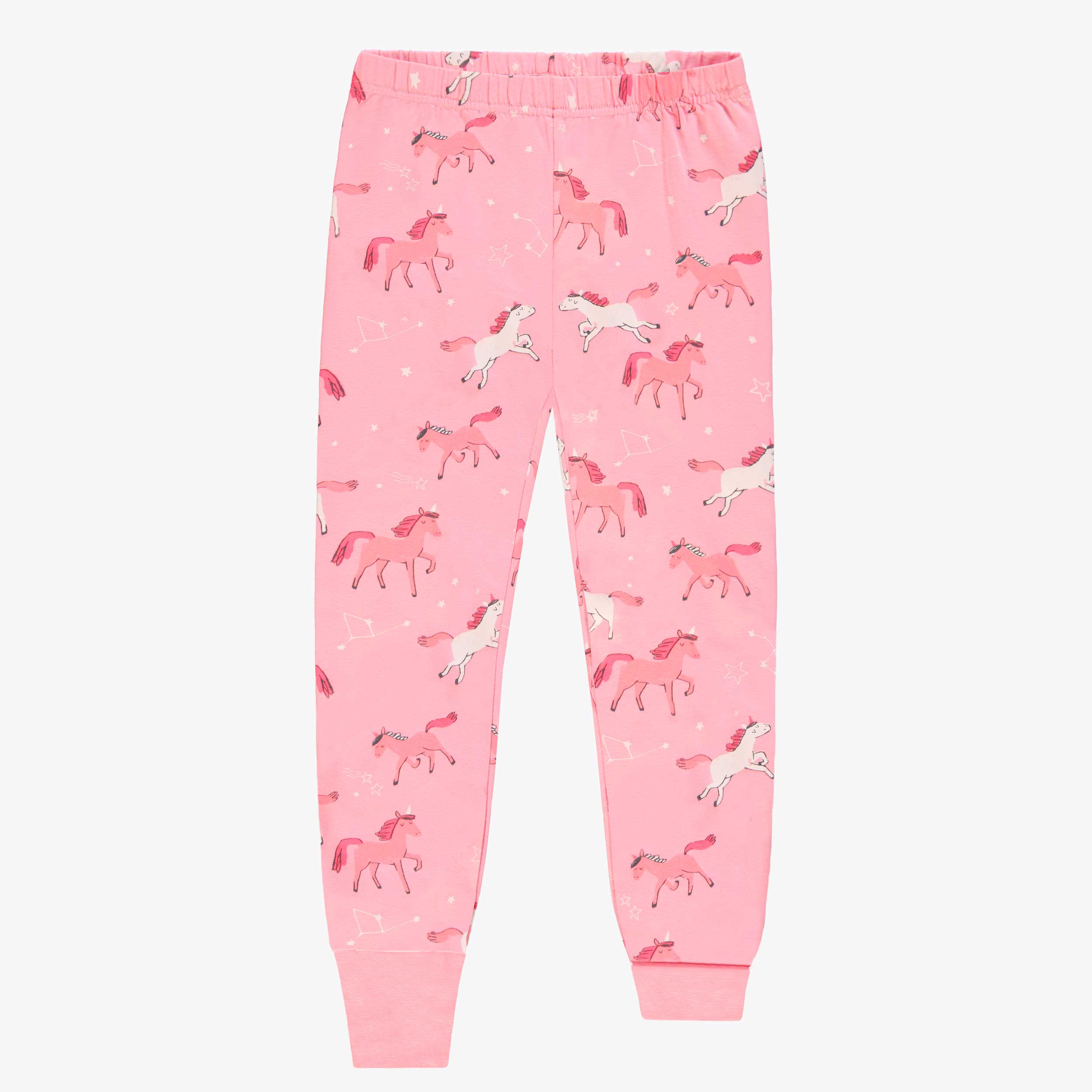 Bas du pyjama deux pièces rose à motifs de licornes, enfant