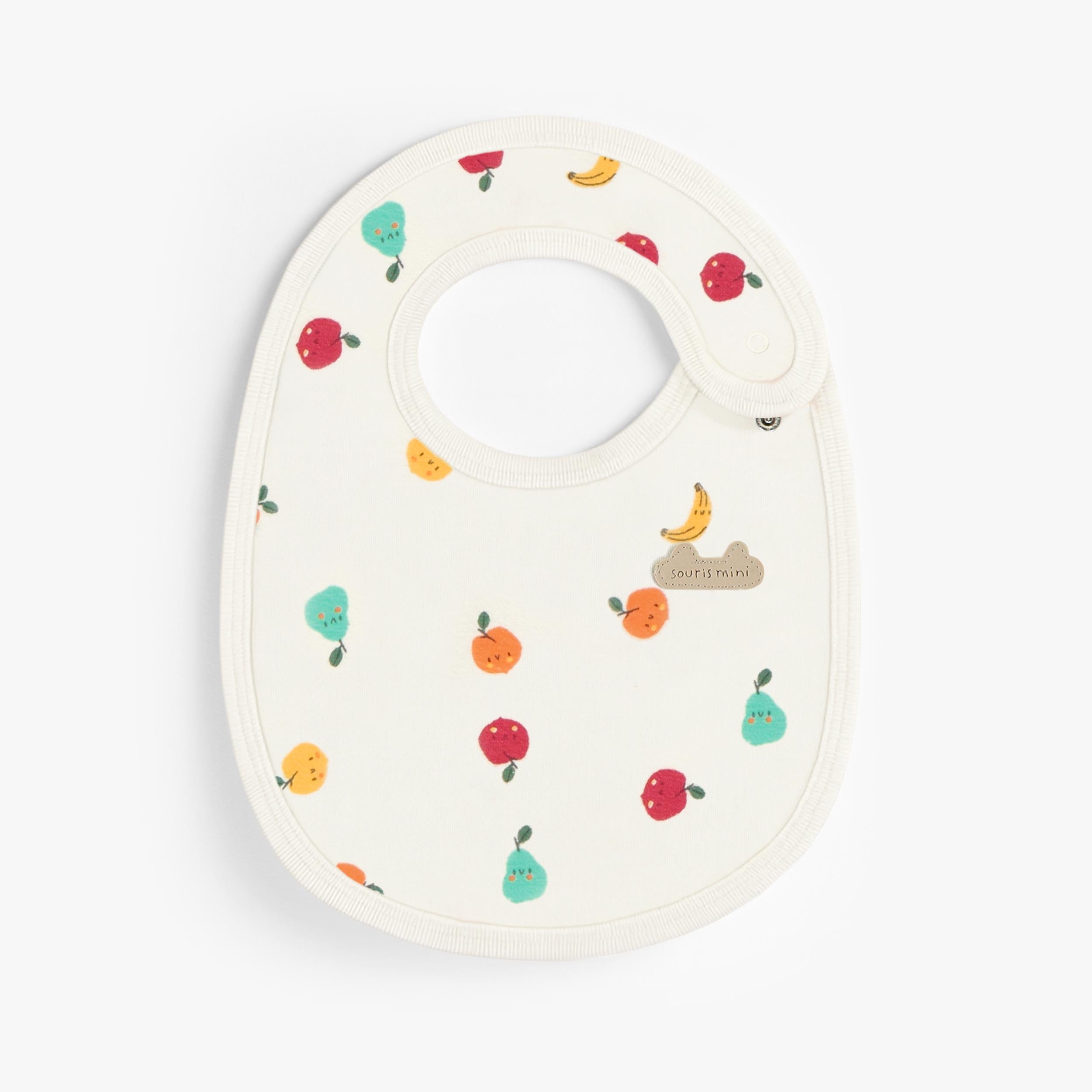 Bavoir crème à motifs fruités, naissance - Souris Mini