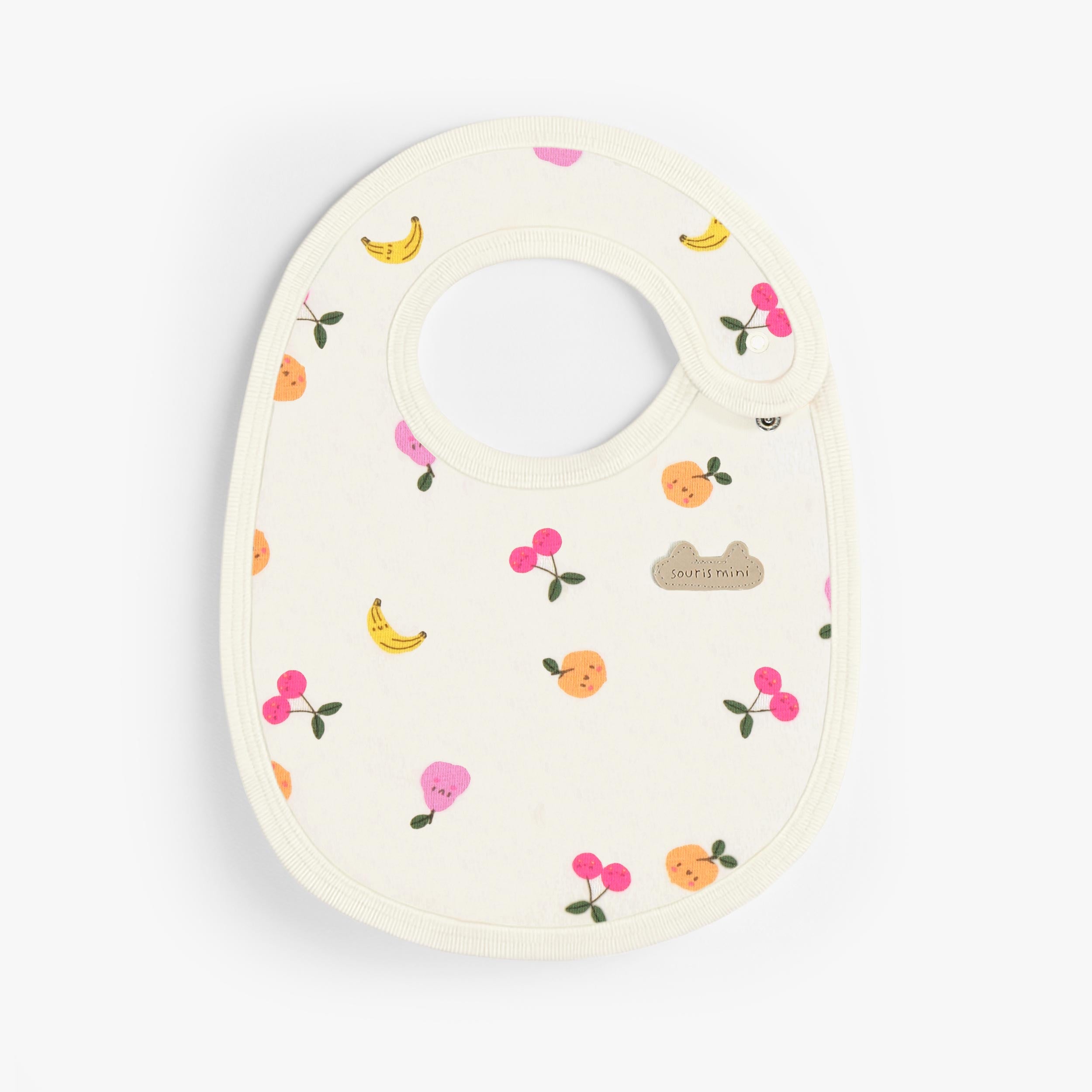 Bavoir crème à motifs fruités, naissance - Souris Mini