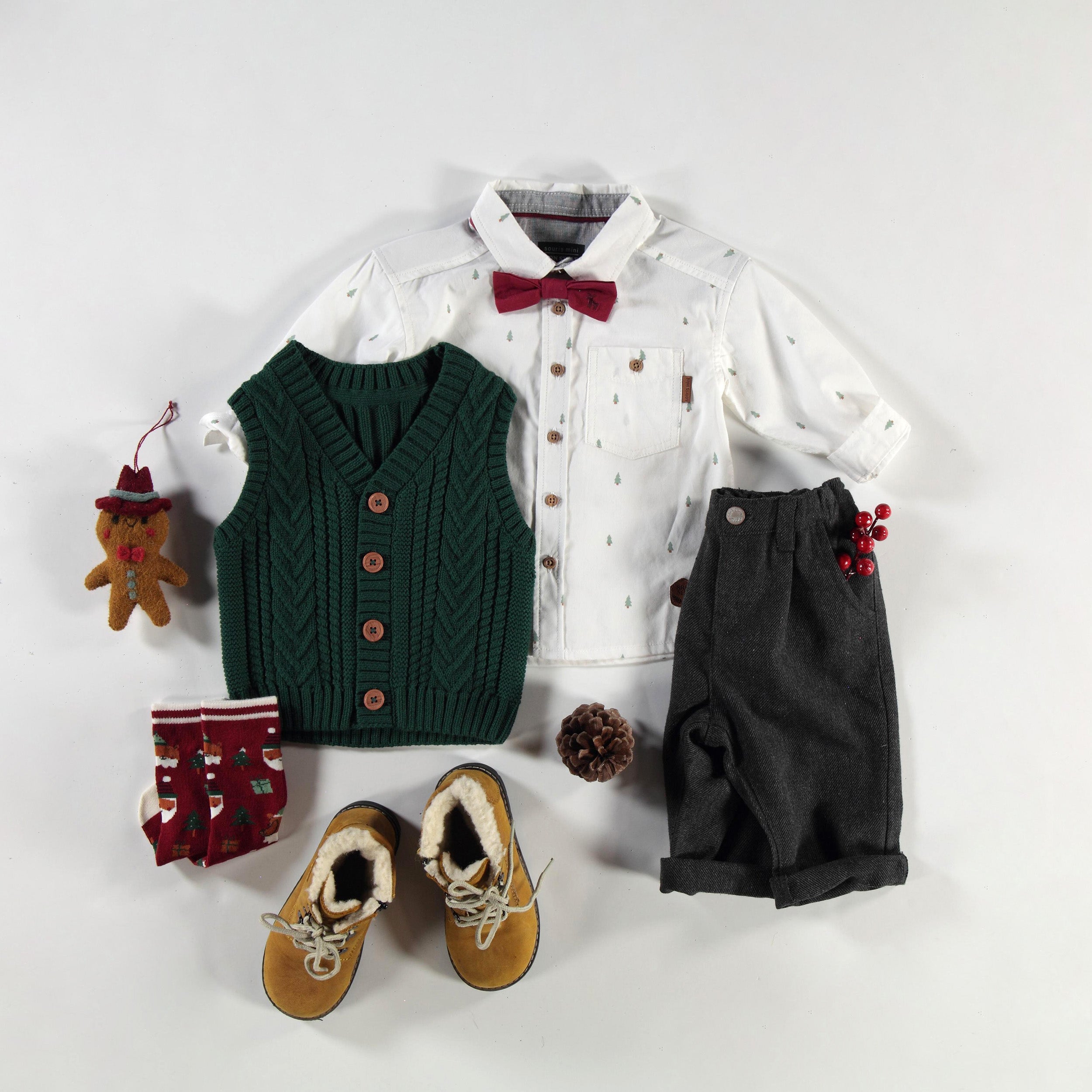 Green knit sweater vest, baby