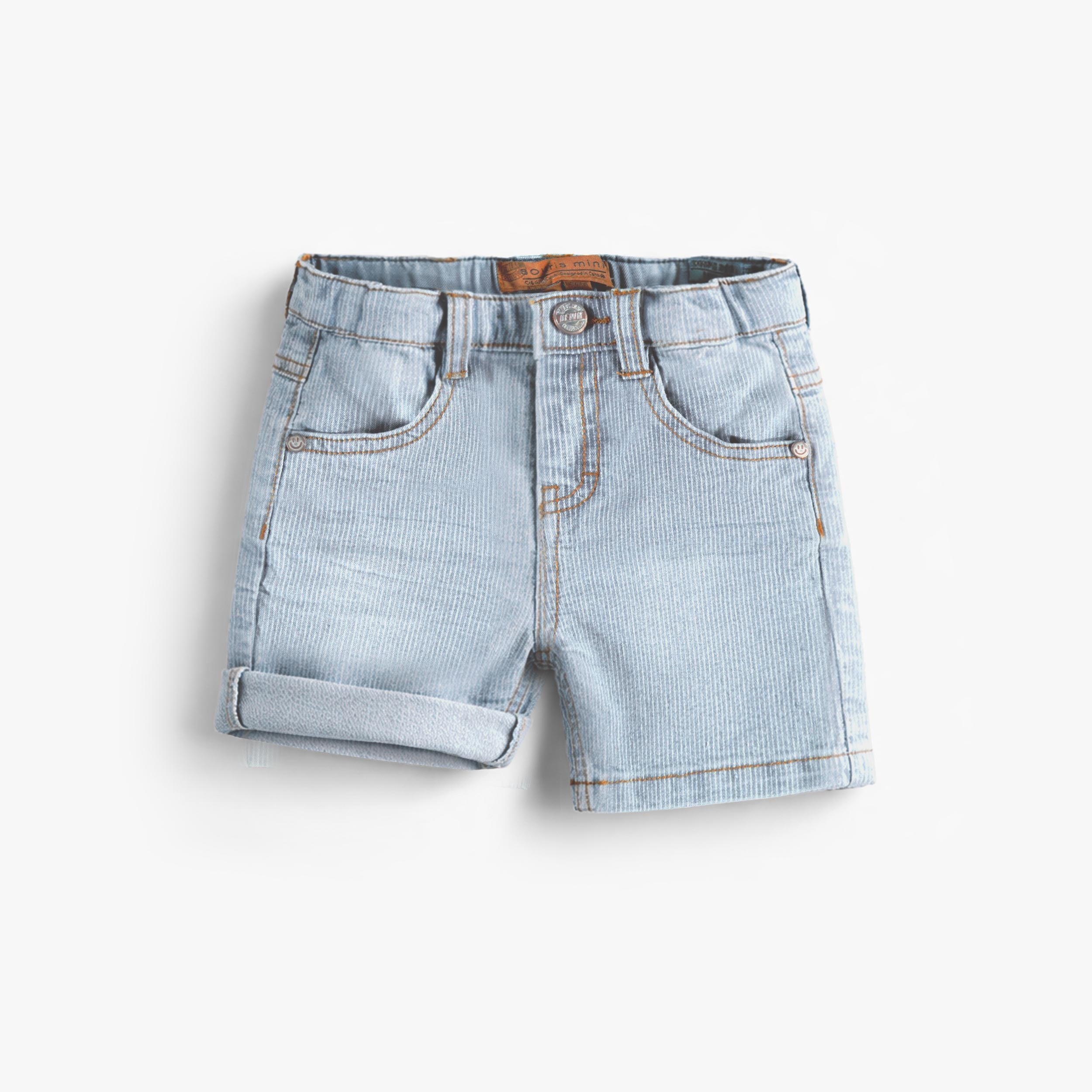 Bermuda bleu pâle en denim à rayures, enfant - Souris Mini