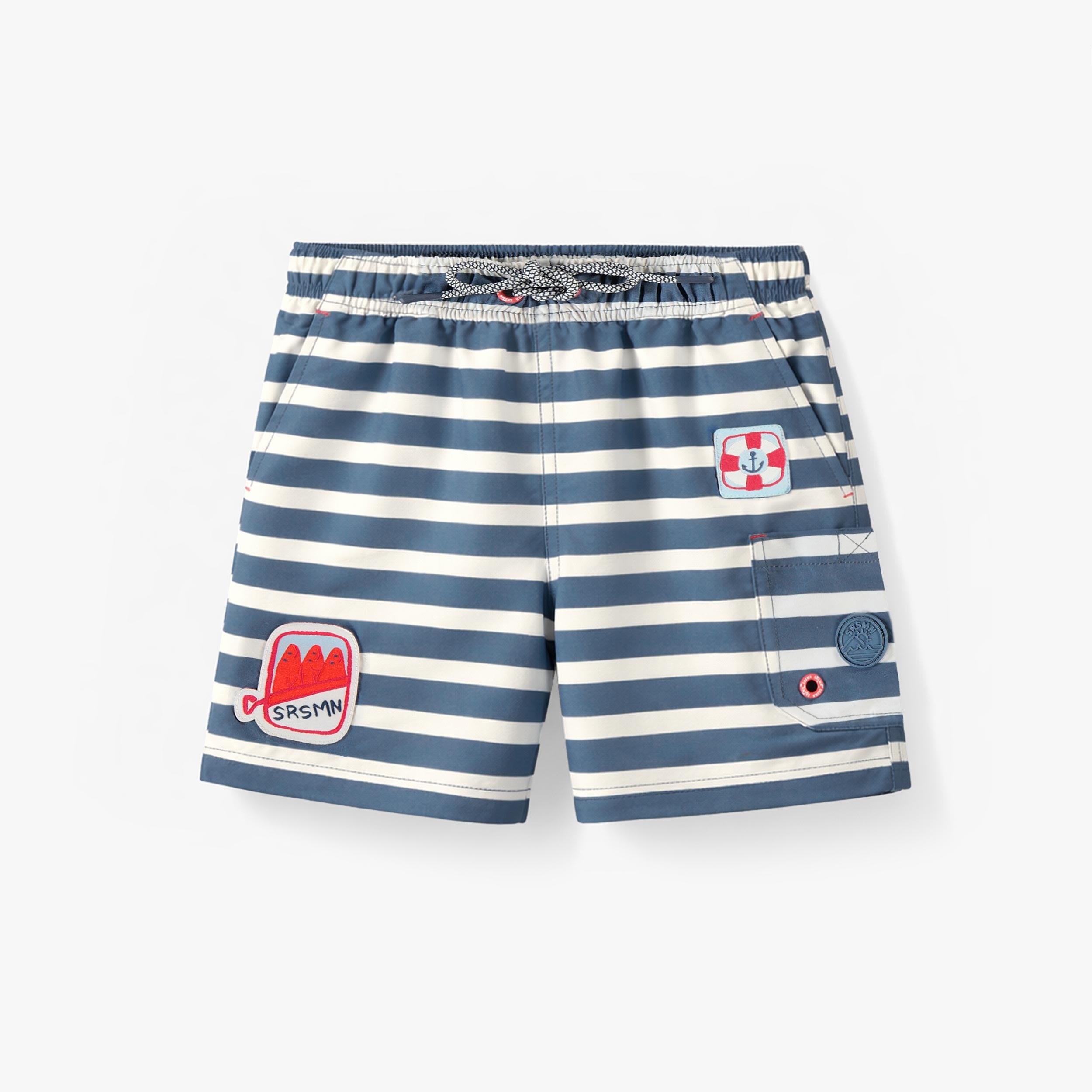 Bermuda de bain bleu et crème à rayures, enfant - Souris Mini