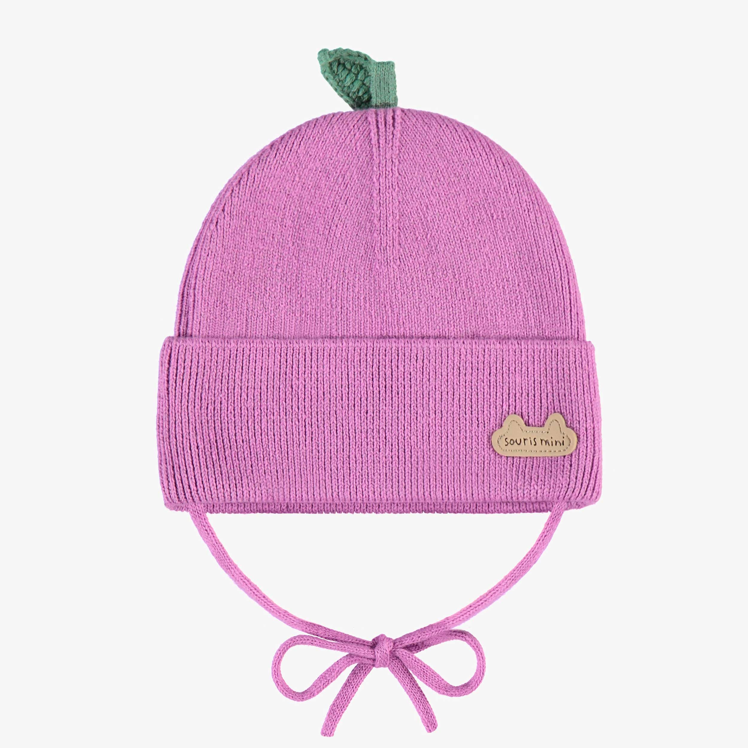 Bonnet mauve en tricot, naissance - Souris Mini