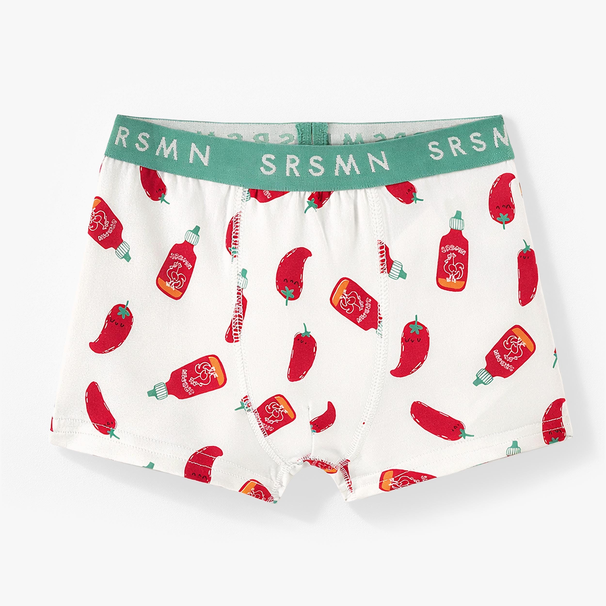 Boxer blanc à motifs de piments et sriracha, enfant - Souris Mini