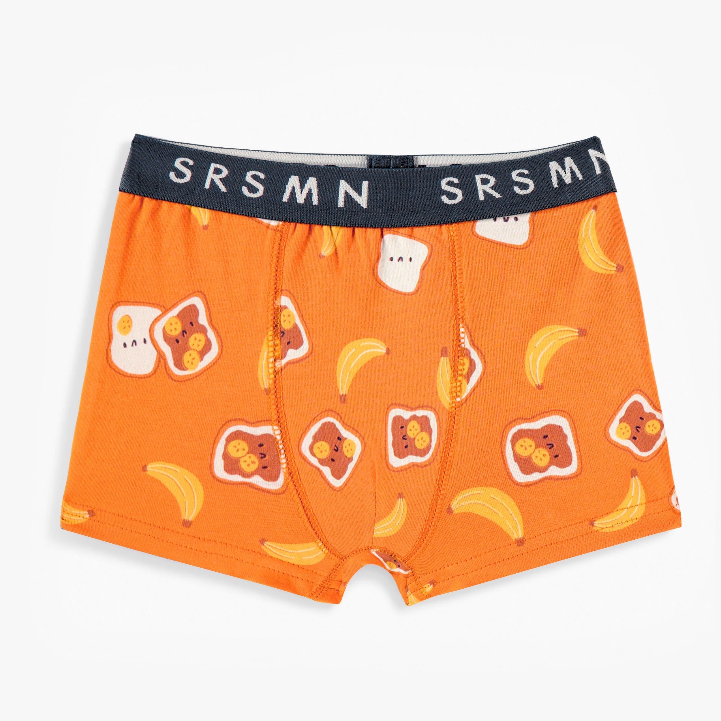 Boxer ajusté orange à imprimé de tartines et bananes, enfant - Souris Mini
