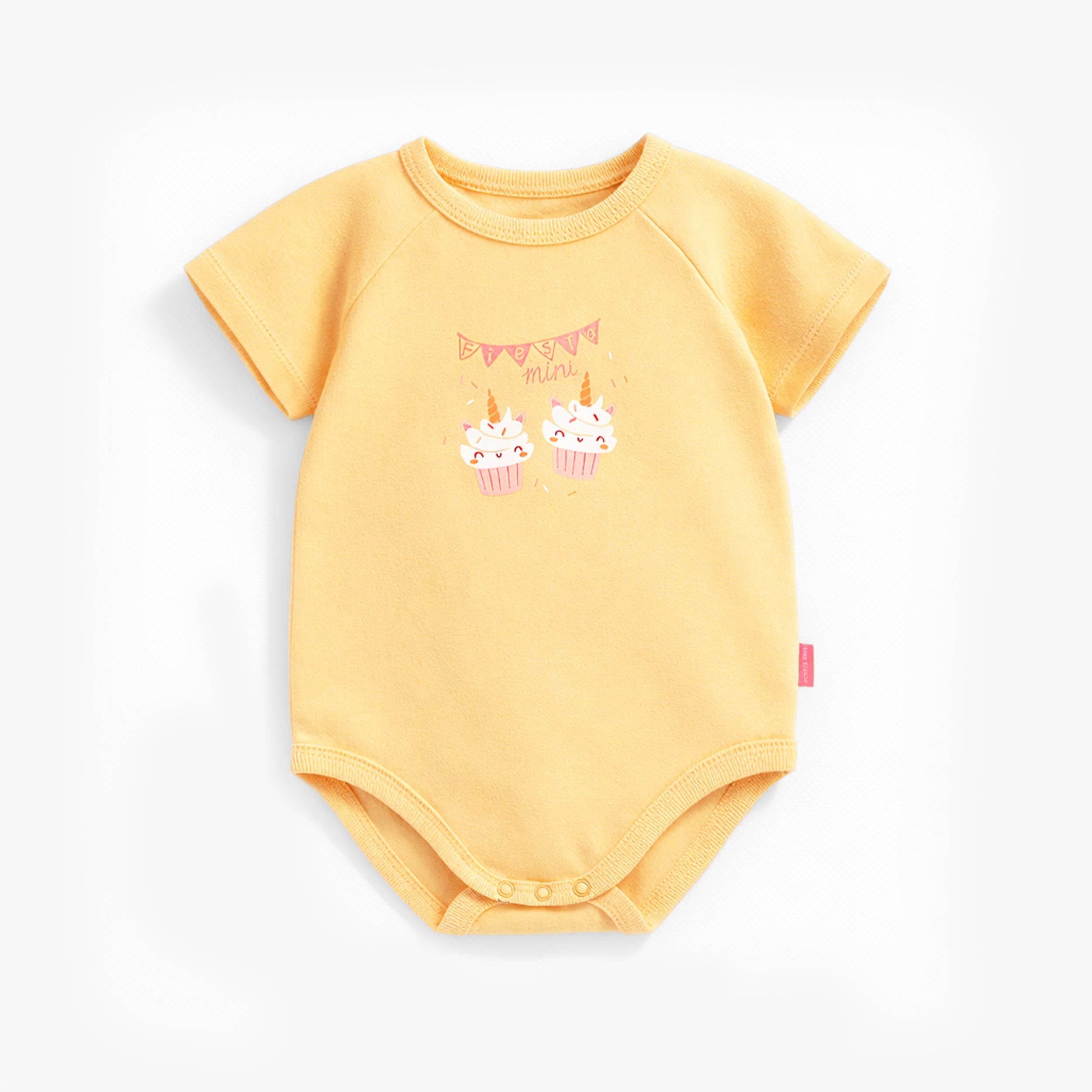 Cache-couche jaune avec illustration de petits gâteaux, bébé - Souris Mini