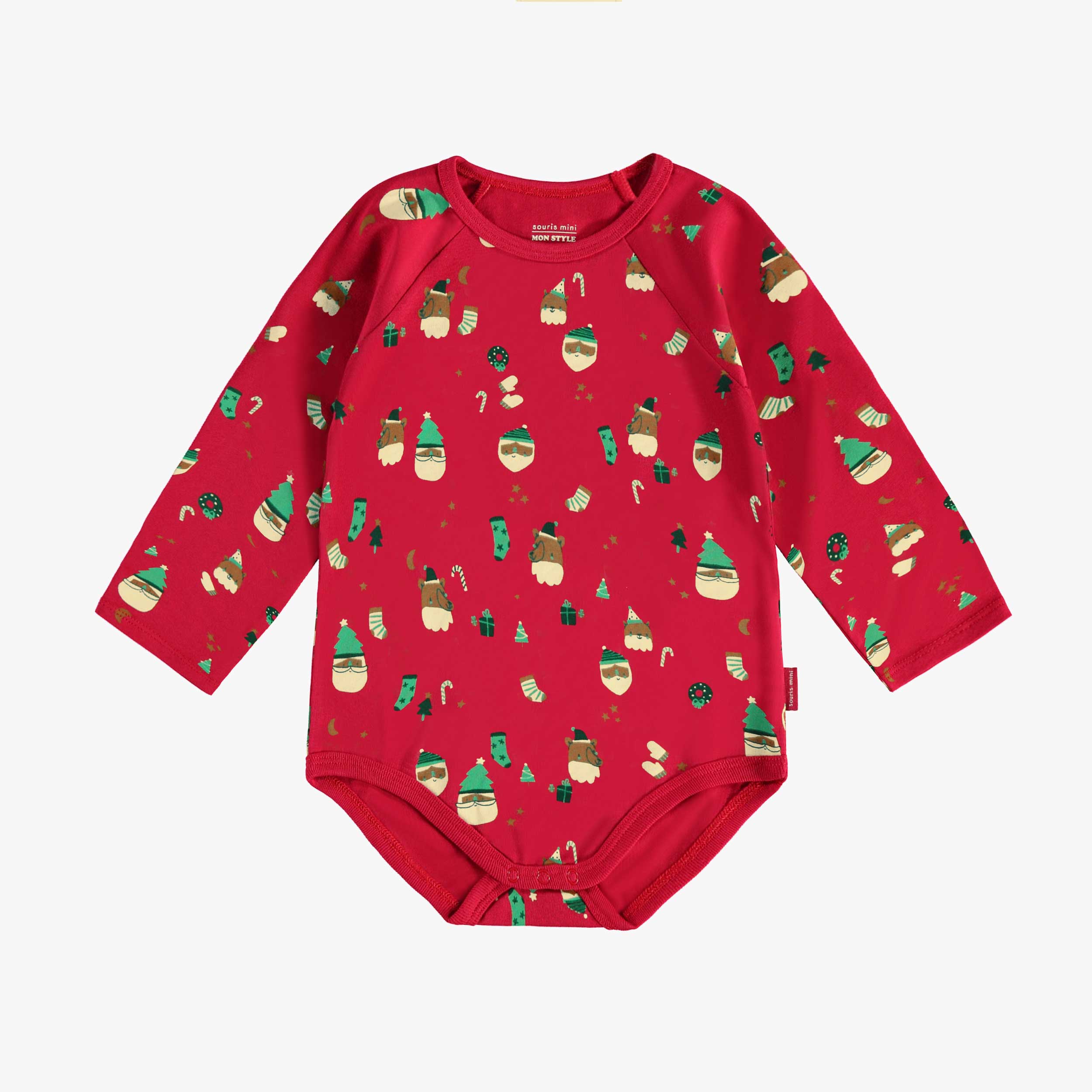 Cache-couche rouge à motifs des Fêtes, bébé - Souris Mini