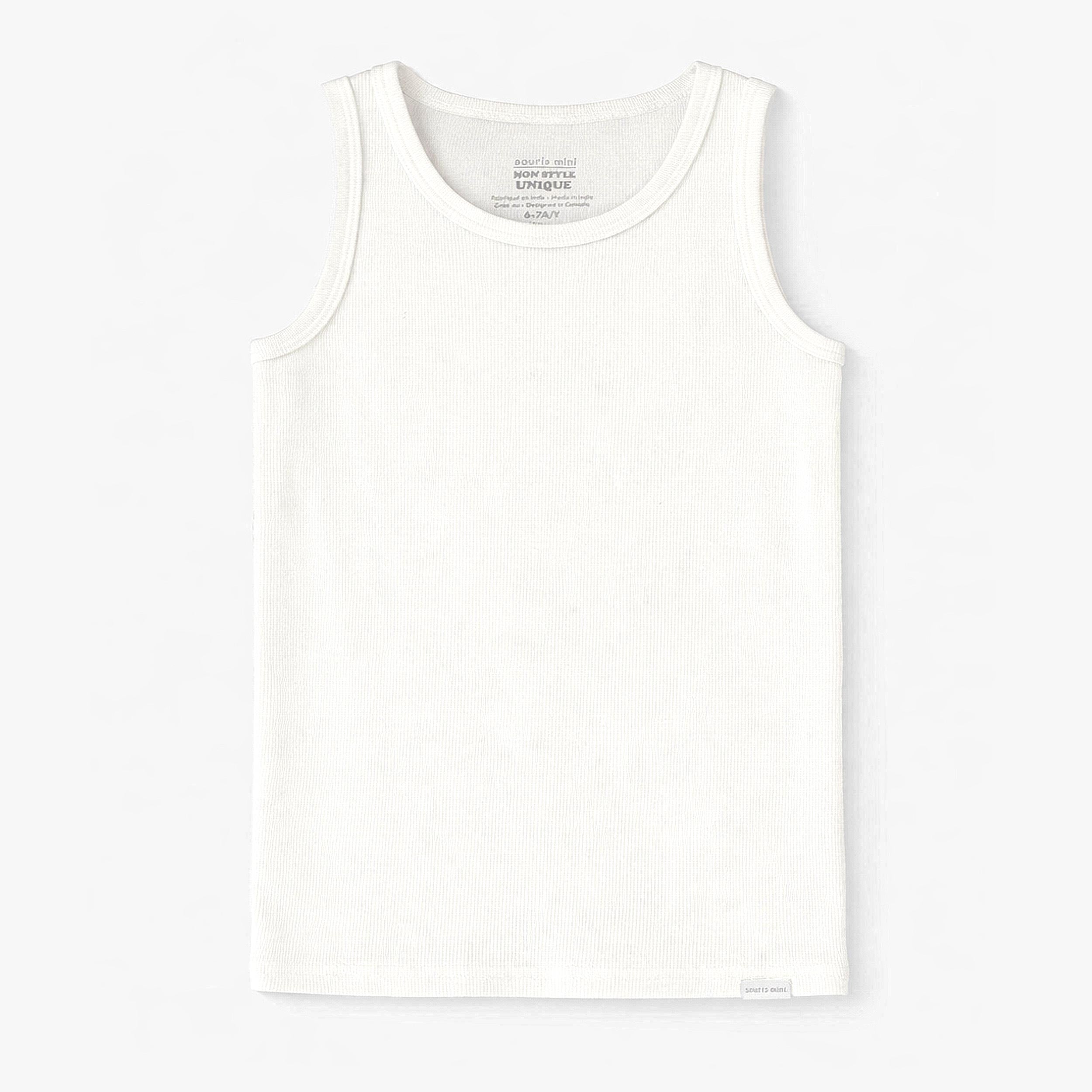 Camisole blanche en coton côtelé, enfant - Souris Mini
