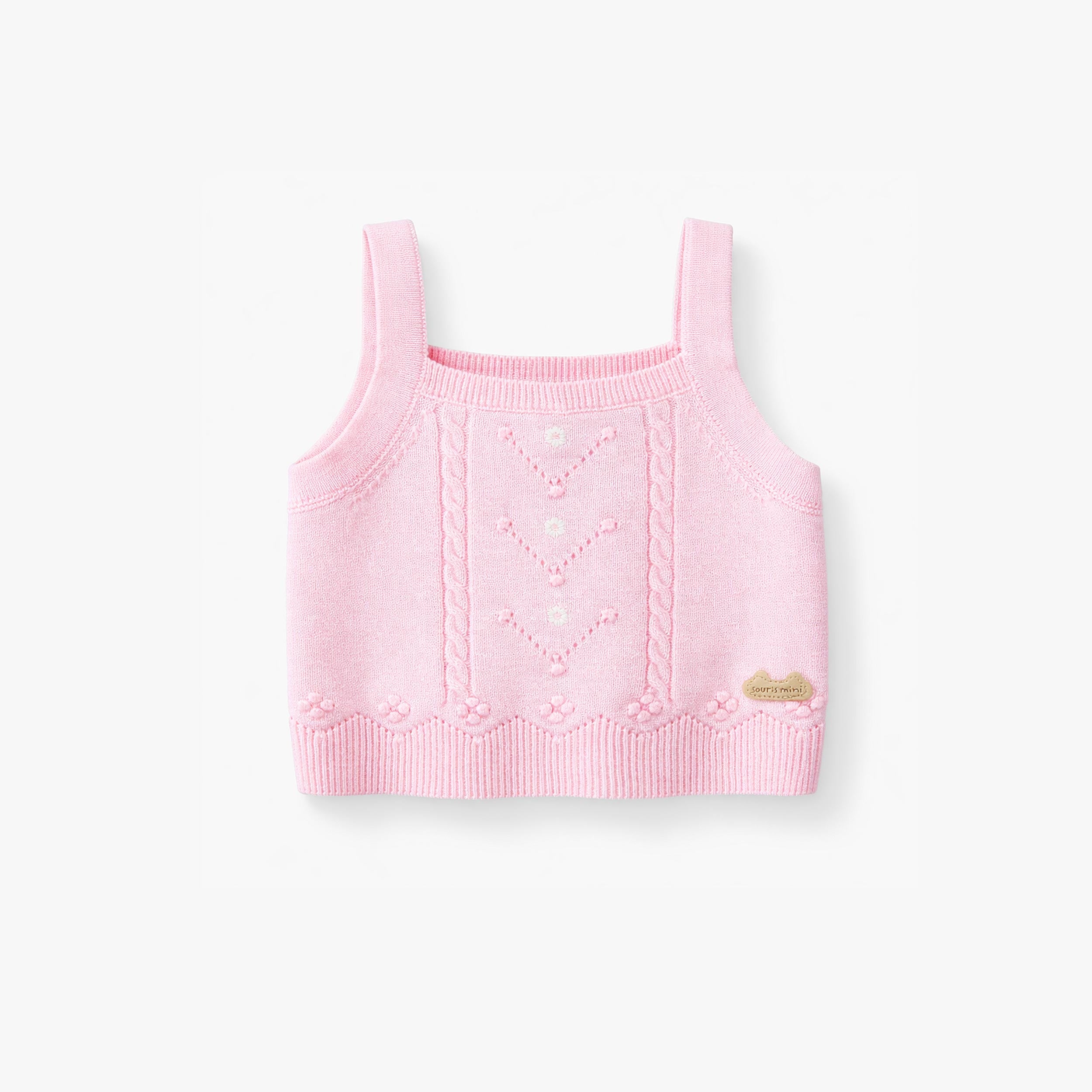 Camisole rose en tricot à motif pointelle, naissance - Souris Mini
