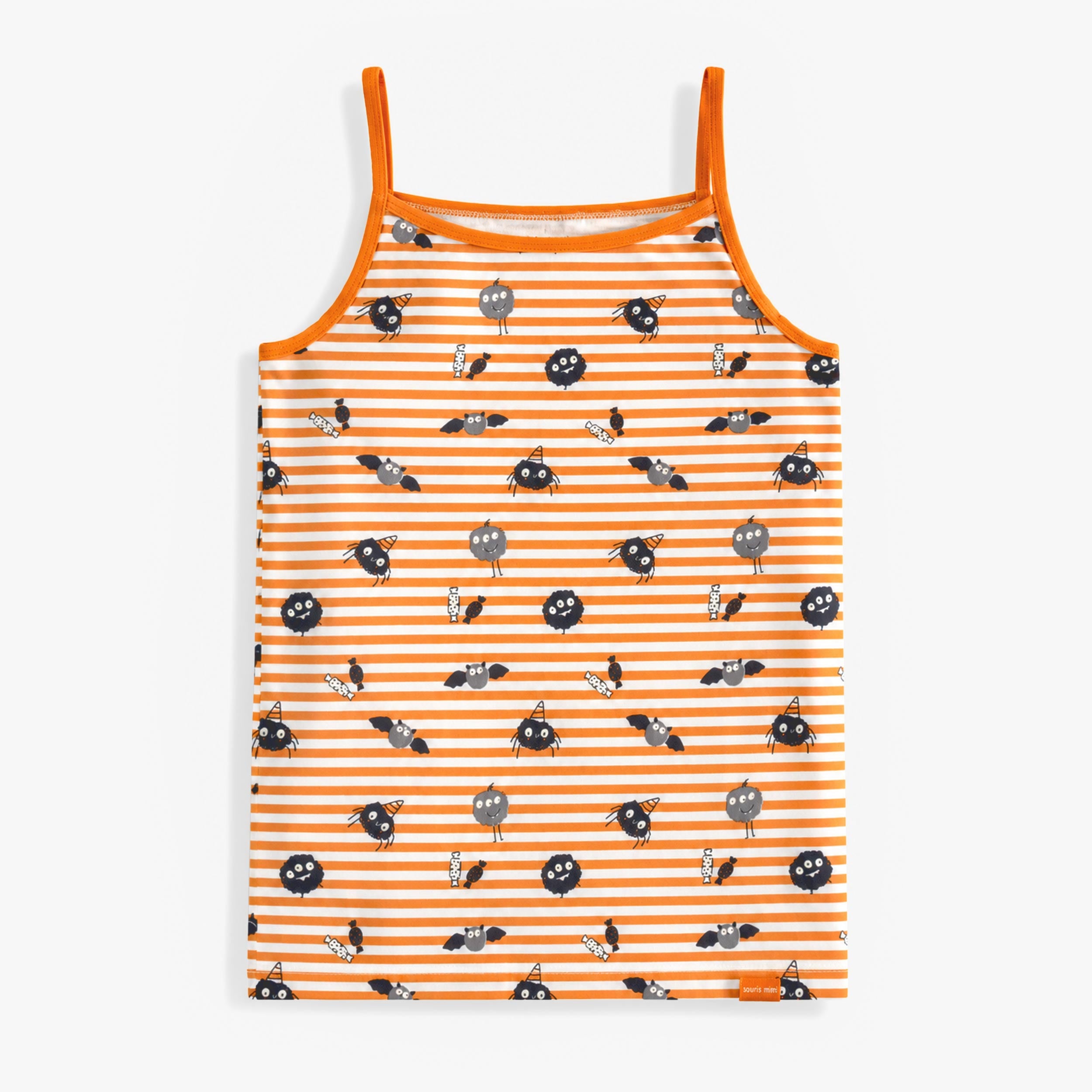Camisole orange à rayures et motifs d’Halloween, enfant fille - Souris Mini