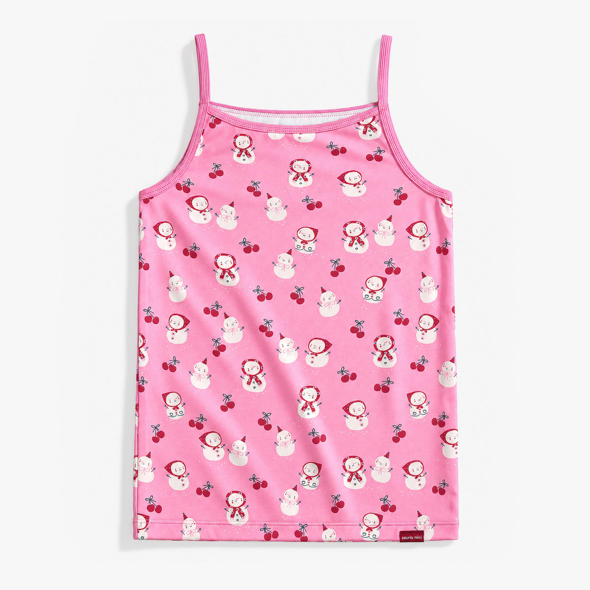 Camisole rose à bonhommes de neige, enfant fille - Souris Mini