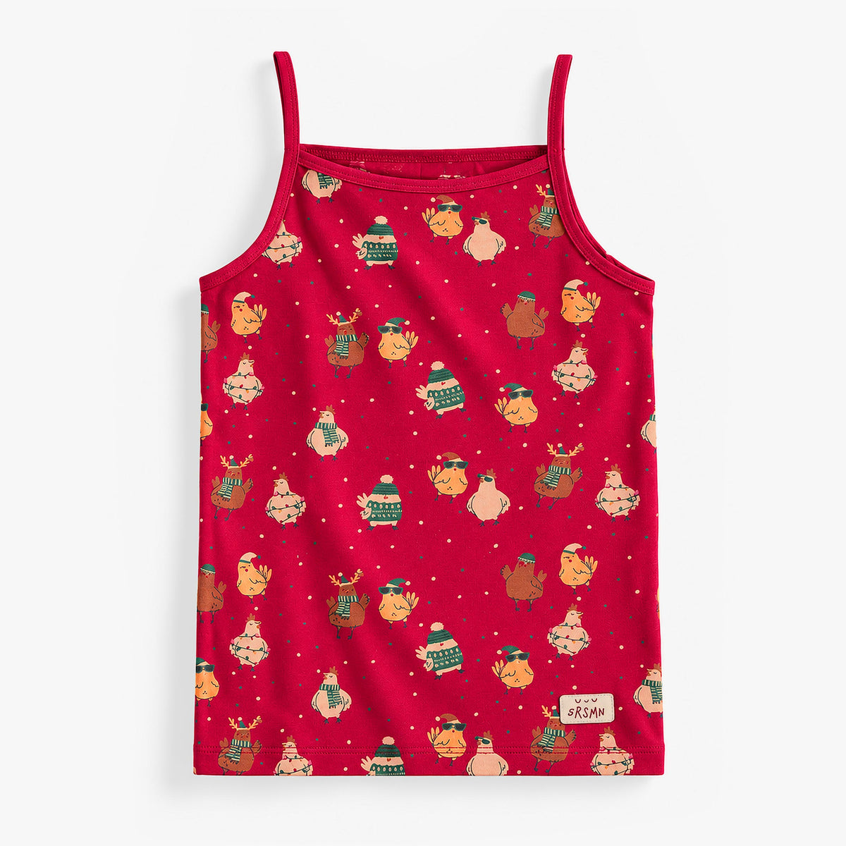 Camisole rouge à poules des Fêtes, enfant fille - Souris Mini