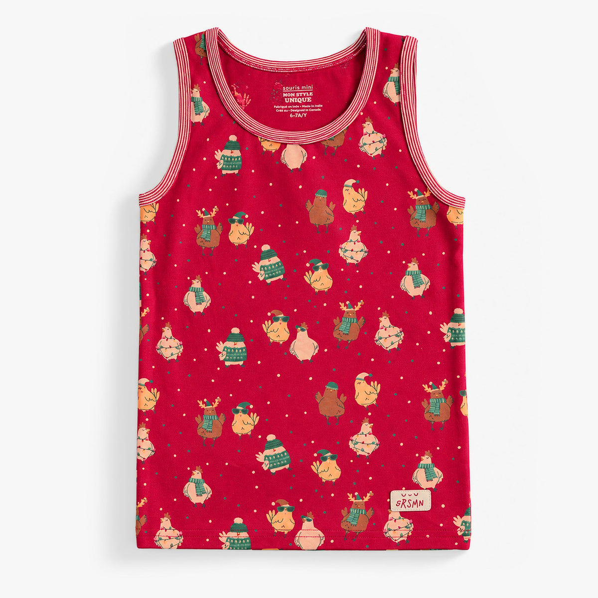 Camisole rouge à poules des Fêtes, enfant garçon - Souris Mini