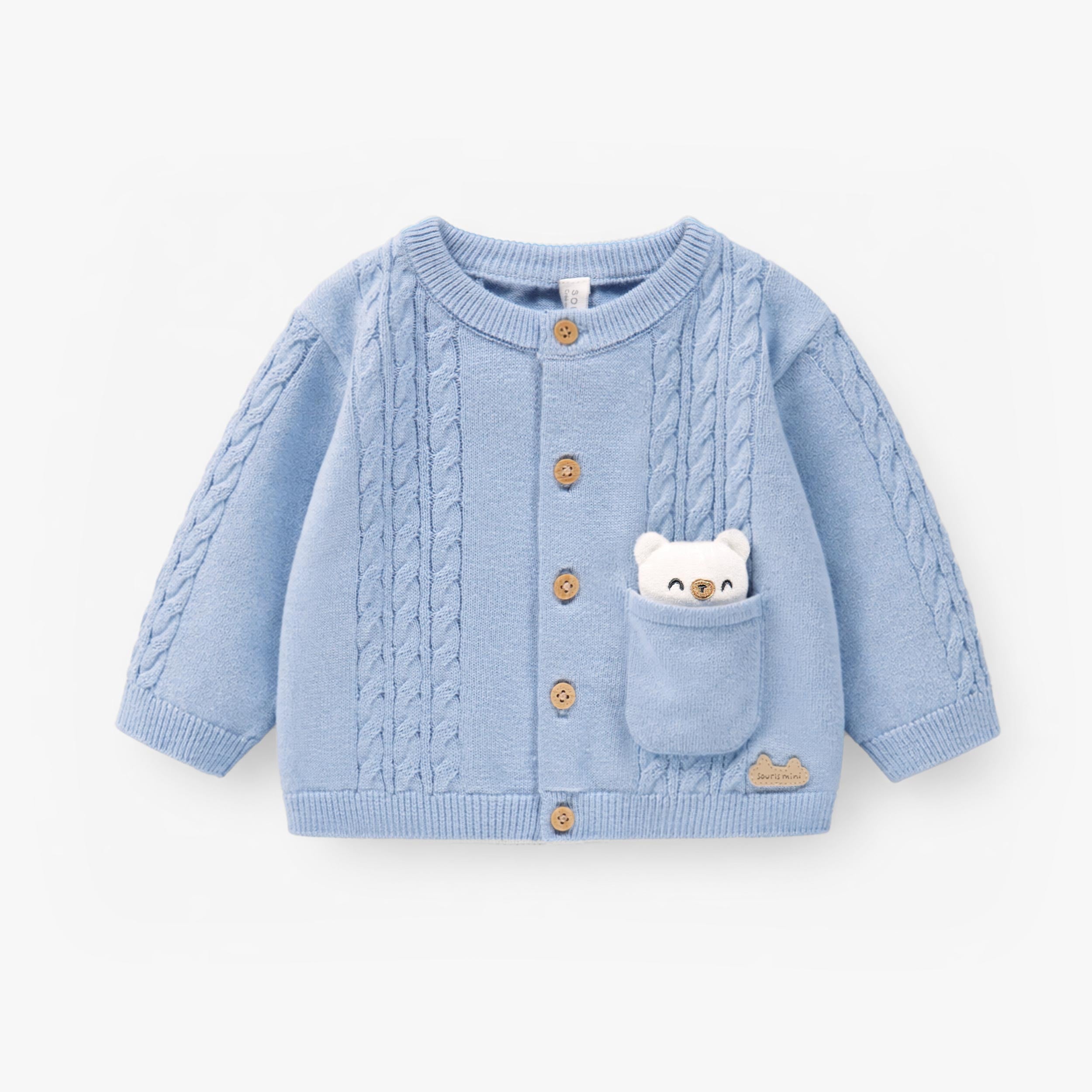 Cardigan bleu en tricot, naissance - Souris Mini