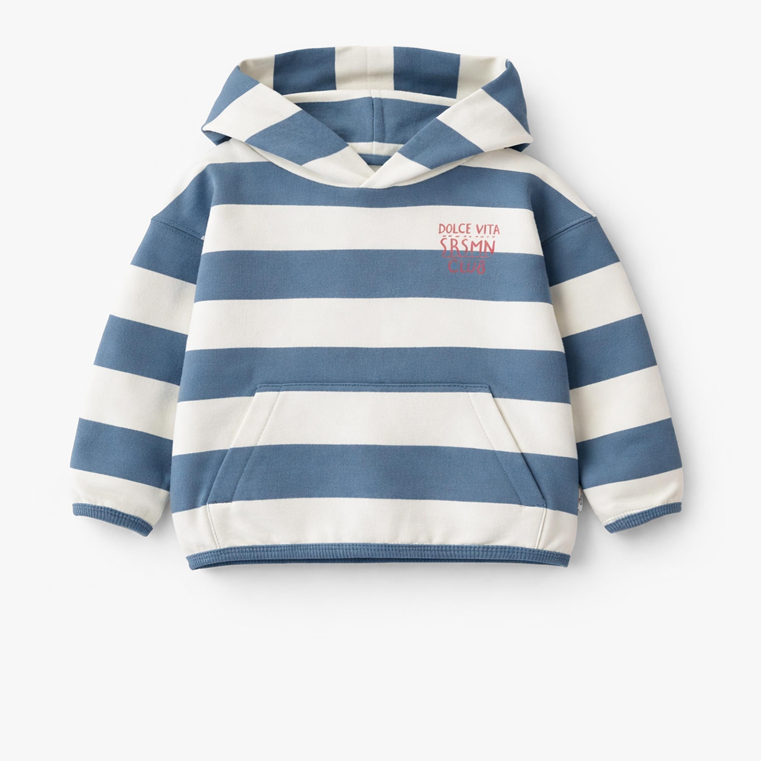 Chandail à capuchon beige à rayures bleues, bébé - Souris Mini