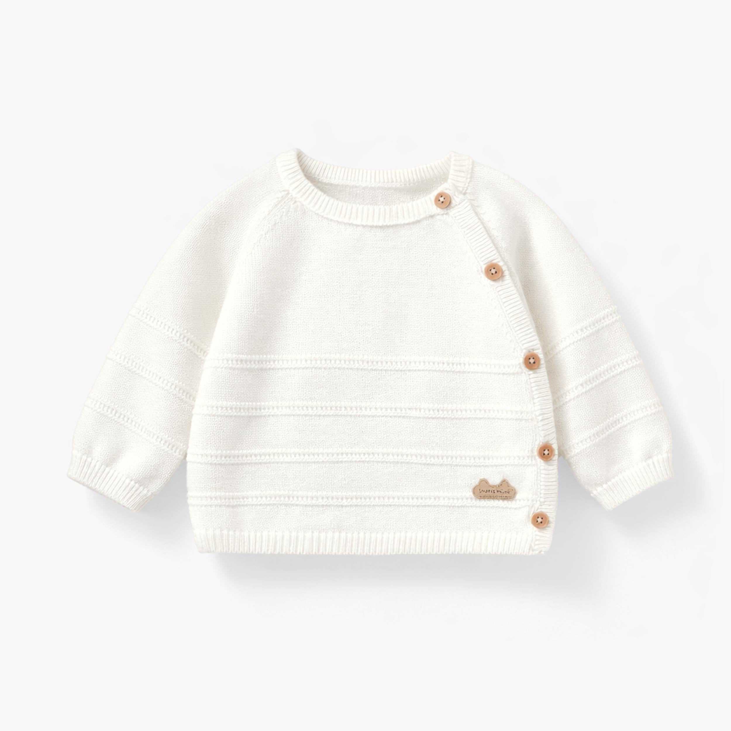 Chandail crème en tricot avec rayures, naissance - Souris Mini