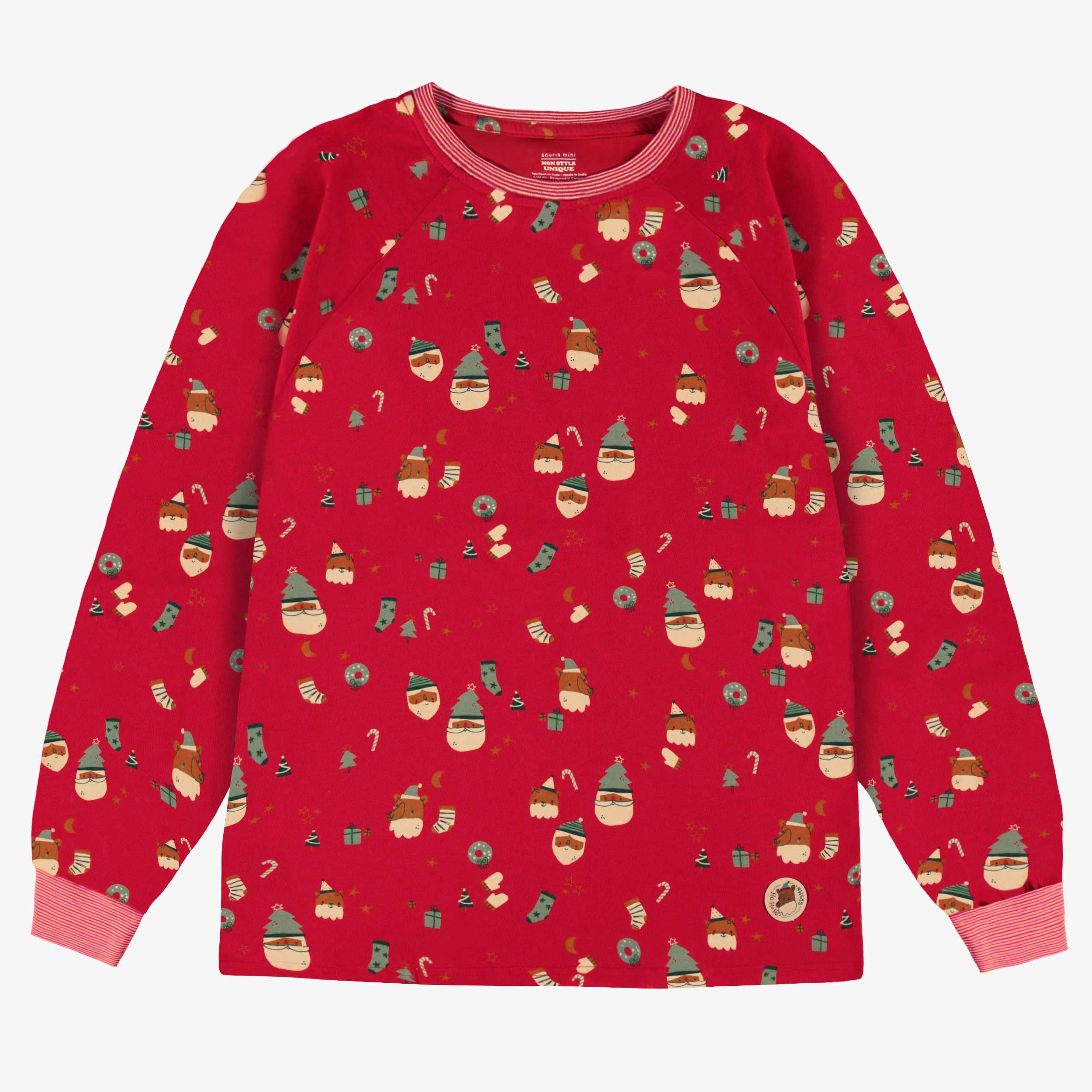 Chandail de pyjama rouge à motifs des Fêtes, adulte - Souris Mini