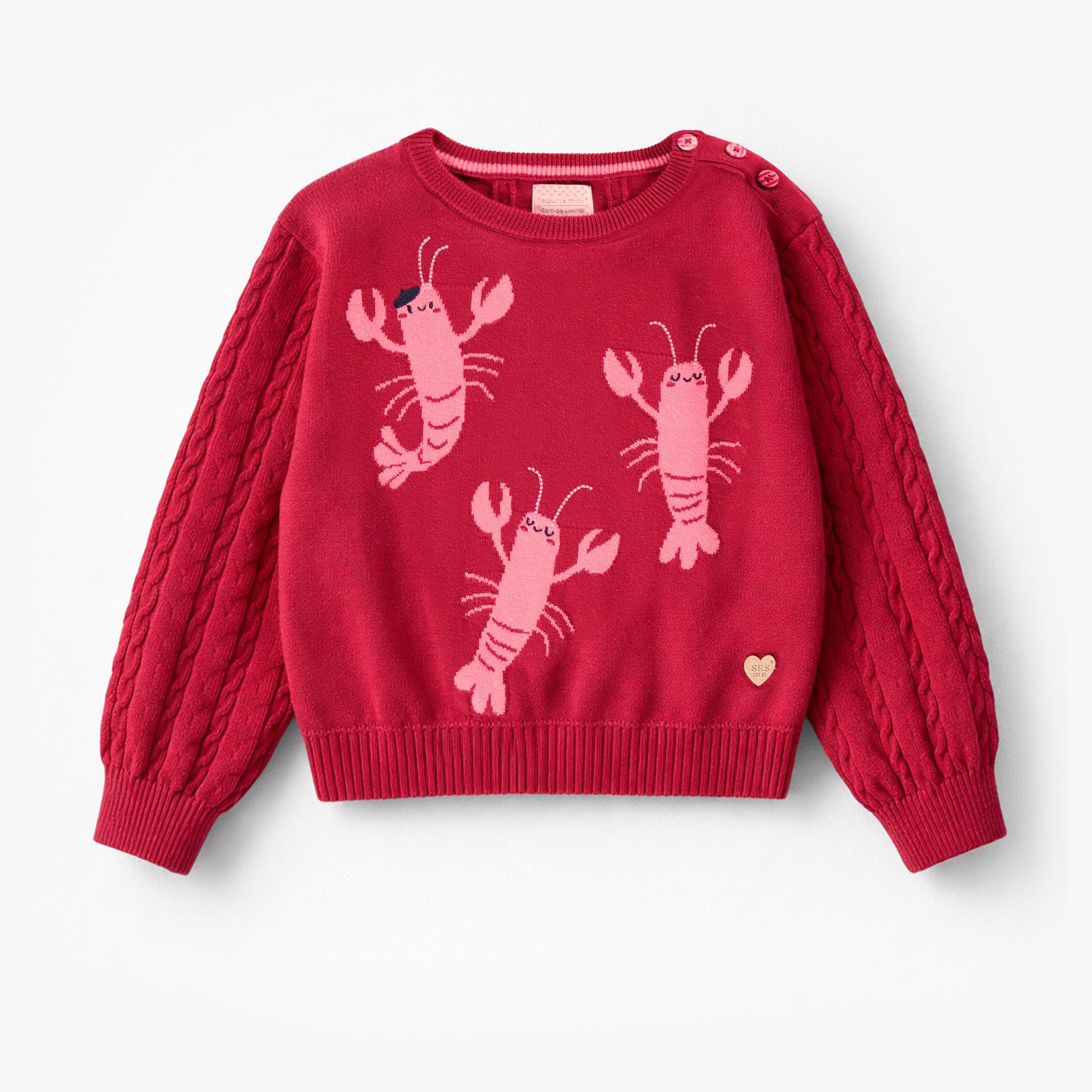 Chandail rouge en tricot avec homards, enfant - Souris Mini