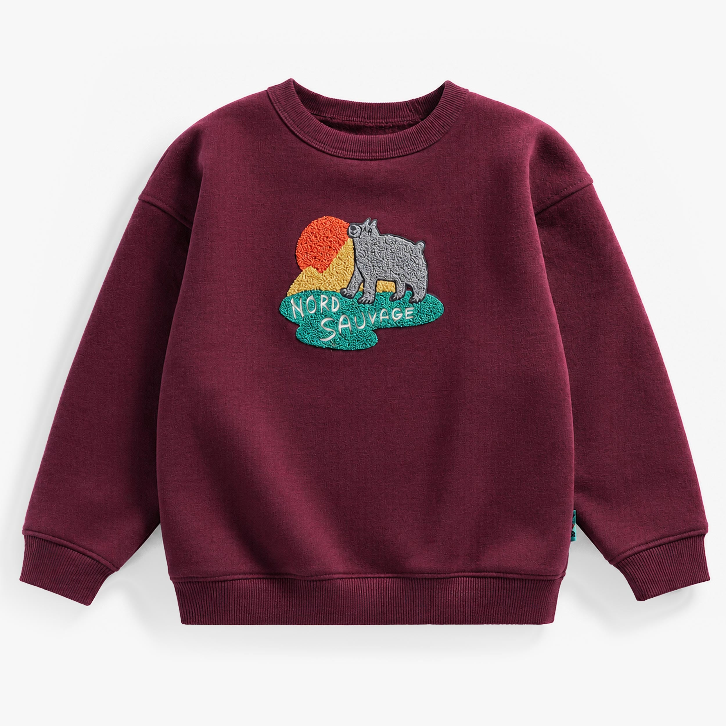 Chandail bordeaux en coton ouaté à illustration, enfant - Souris Mini