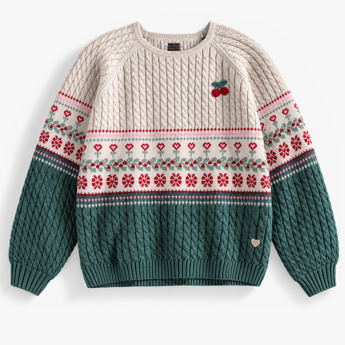 Chandail crème et vert en tricot, adulte - Souris Mini