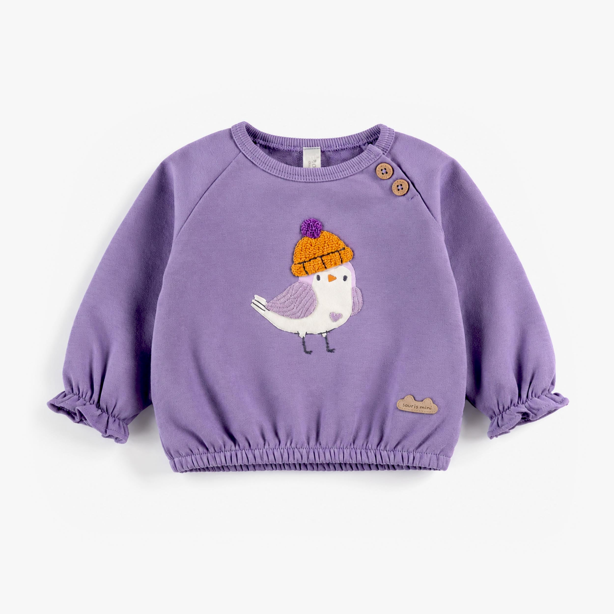 Chandail mauve avec illustration, naissance - Souris Mini