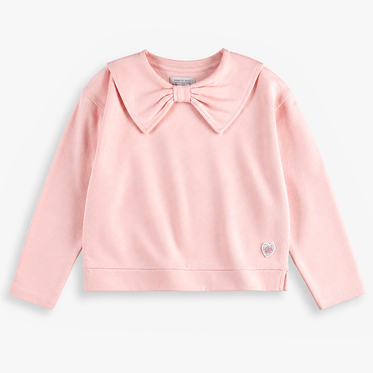 Chandail rose à col avec boucle, enfant fille - Souris Mini
