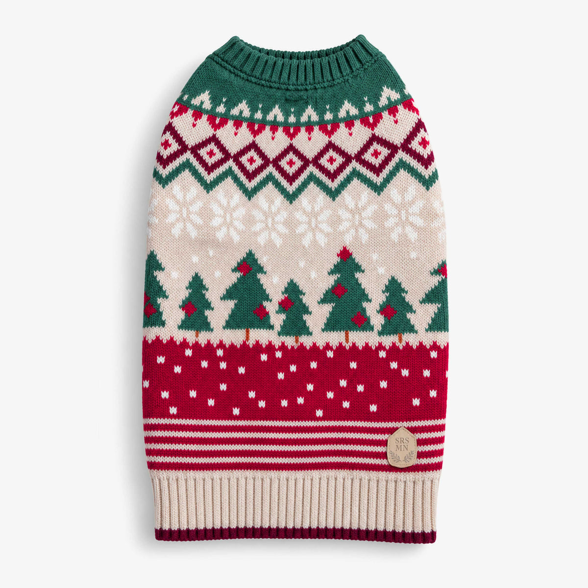 Chandail vert et rouge en tricot pour chien - Souris Mini