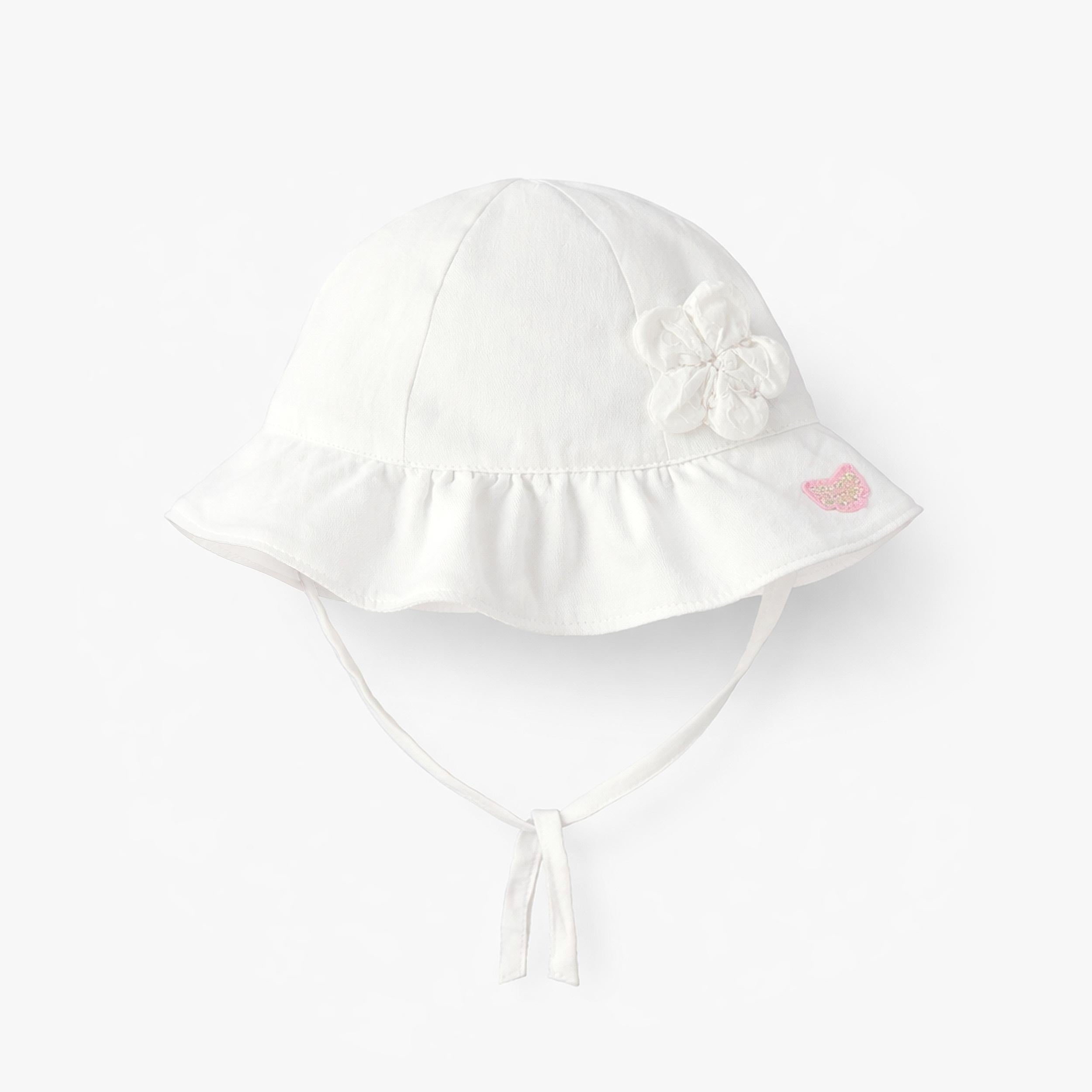 Chapeau cloche blanc avec fleurs, bébé - Souris Mini