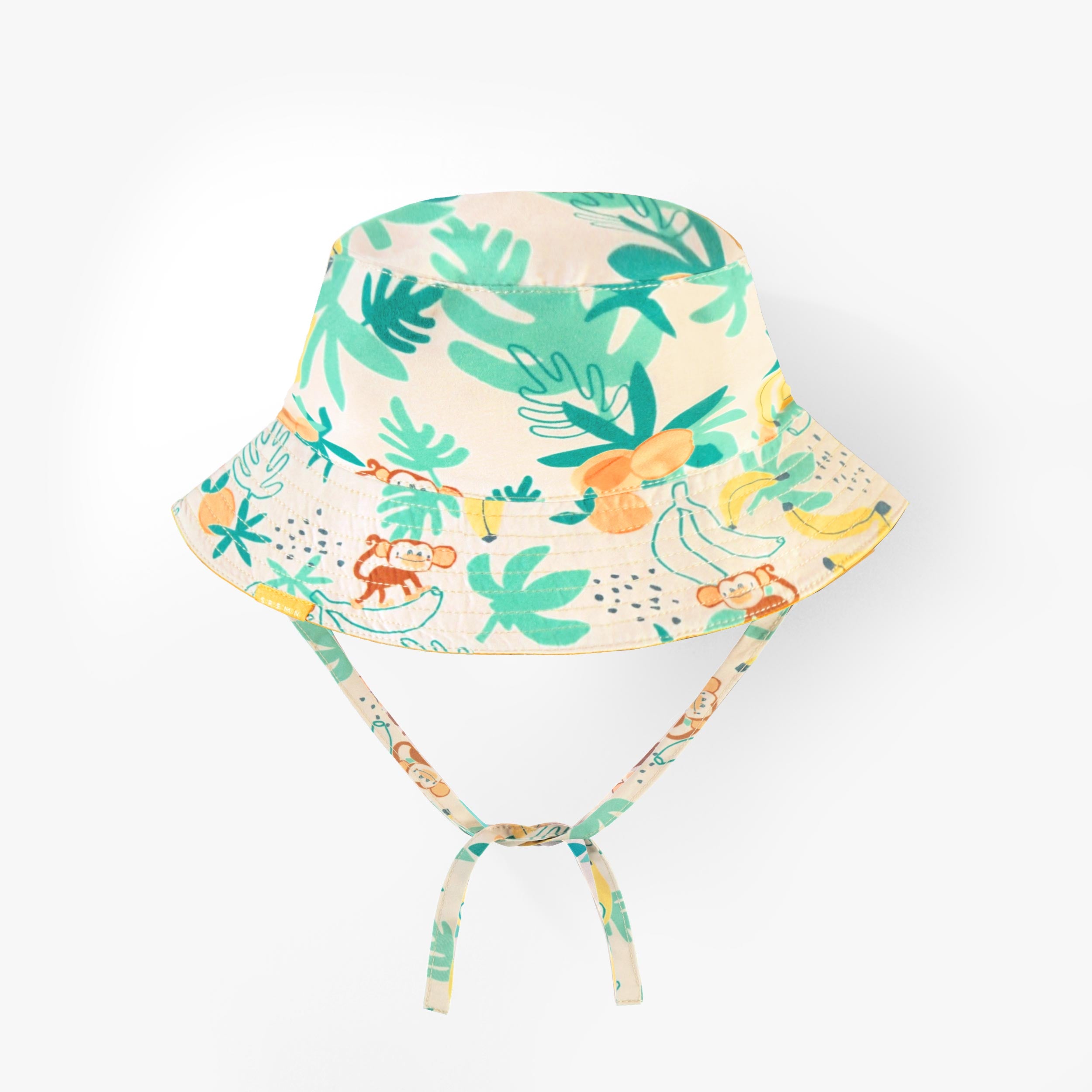 Chapeau de soleil réversible beige à motifs tropicaux, bébé - Souris Mini