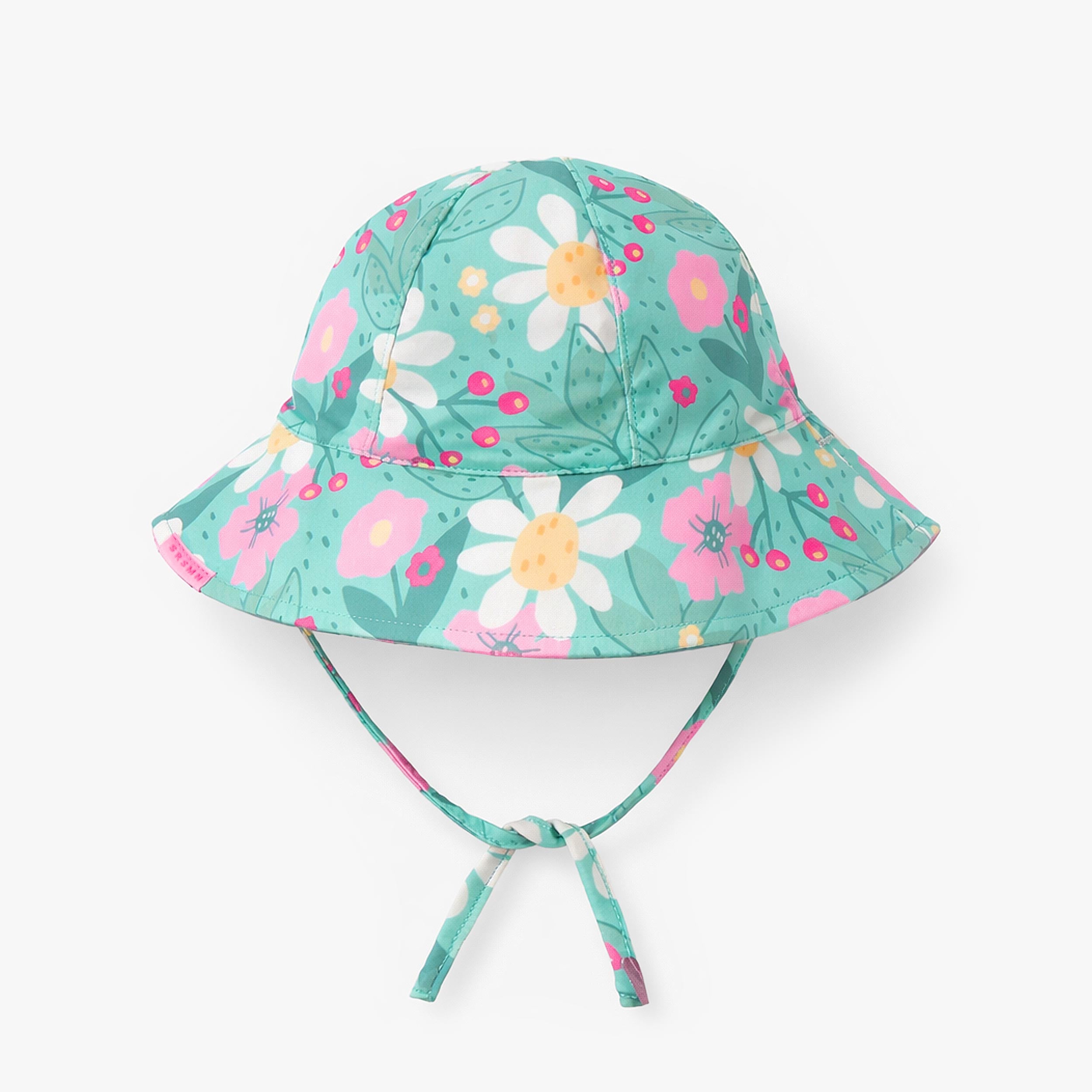 Chapeau de soleil réversible turquoise à motif floral, bébé - Souris Mini