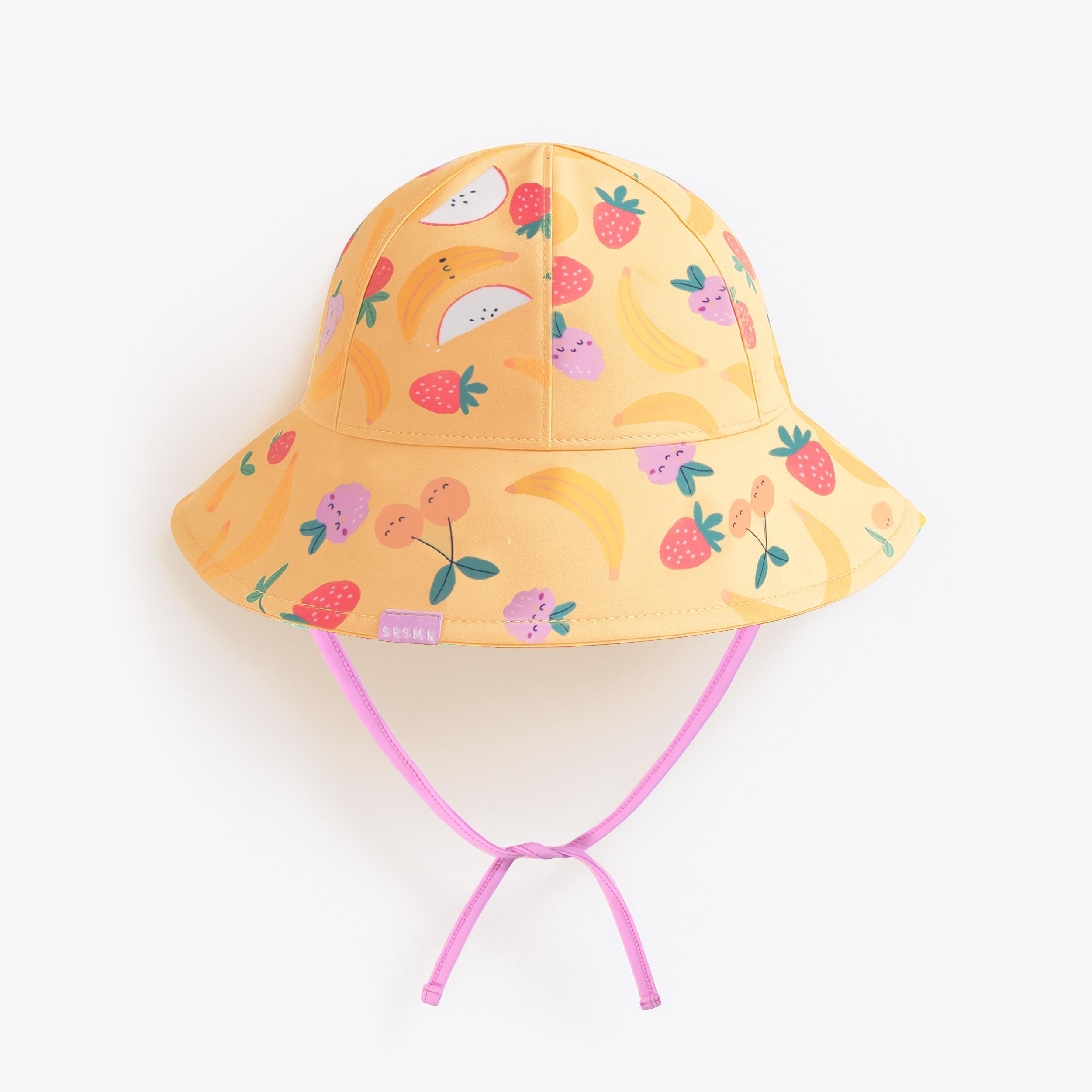 Chapeau de soleil réversible jaune à motifs fruités, bébé - Souris Mini