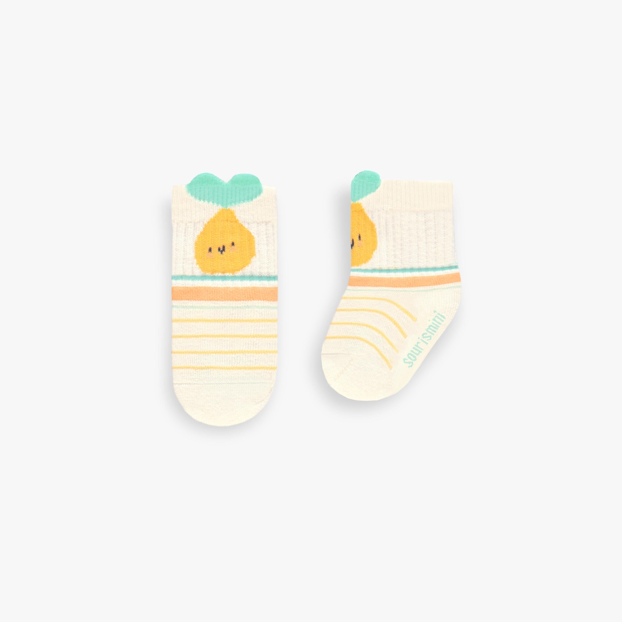 Chaussettes crème avec rayures et poire, naissance - Souris Mini