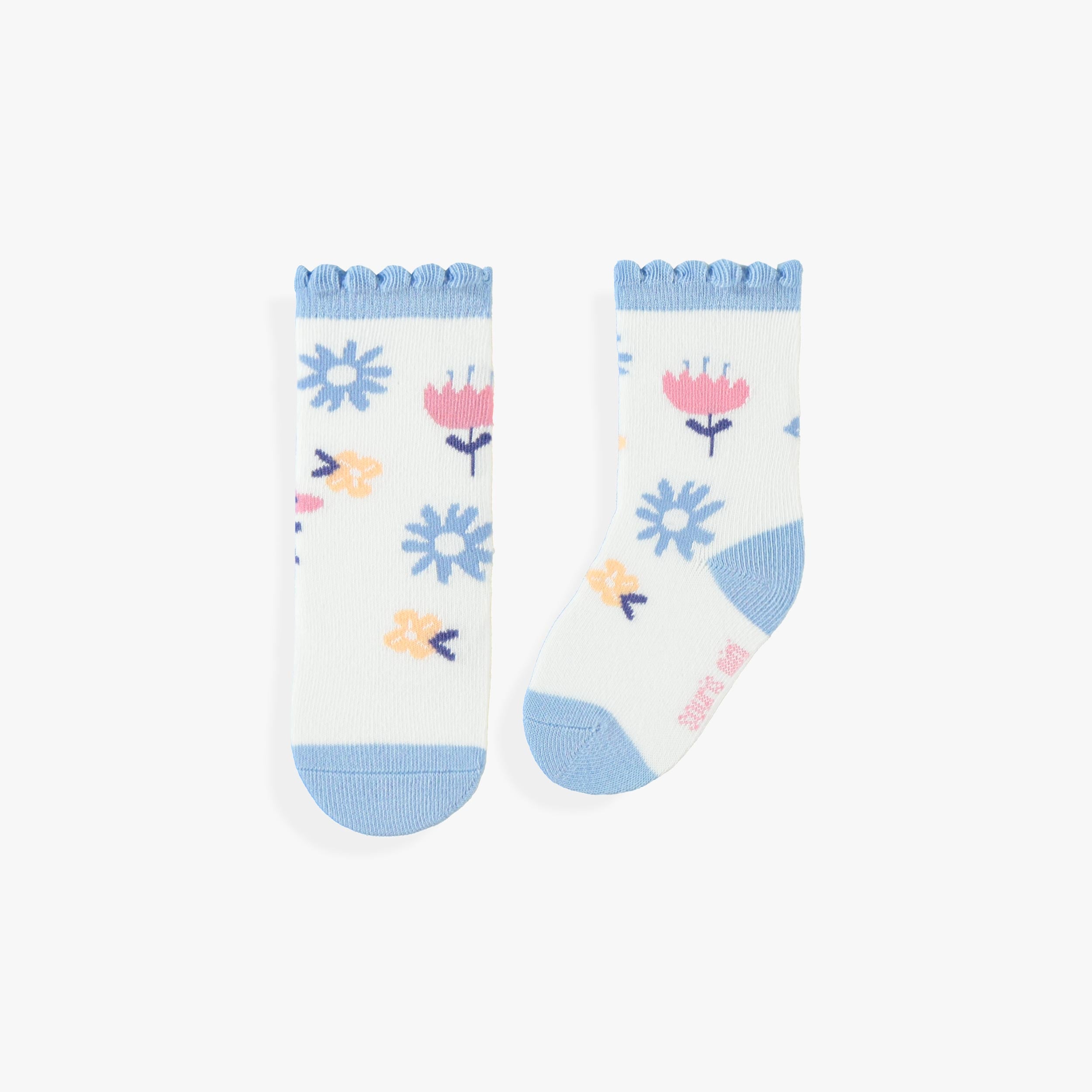 Chaussettes blanches avec fleurs, bébé - Souris Mini