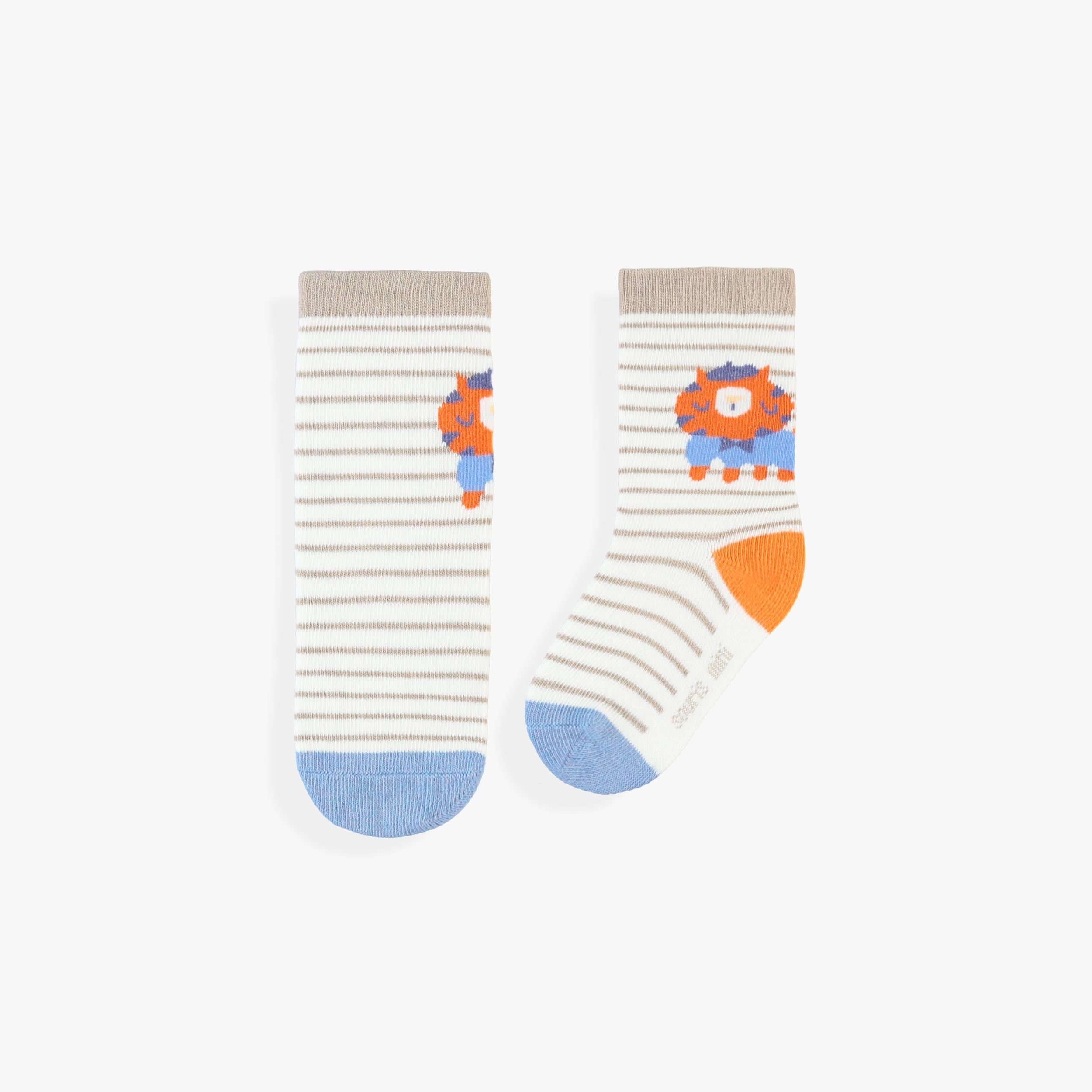 Chaussettes blanches à rayures avec tigre, bébé - Souris Mini