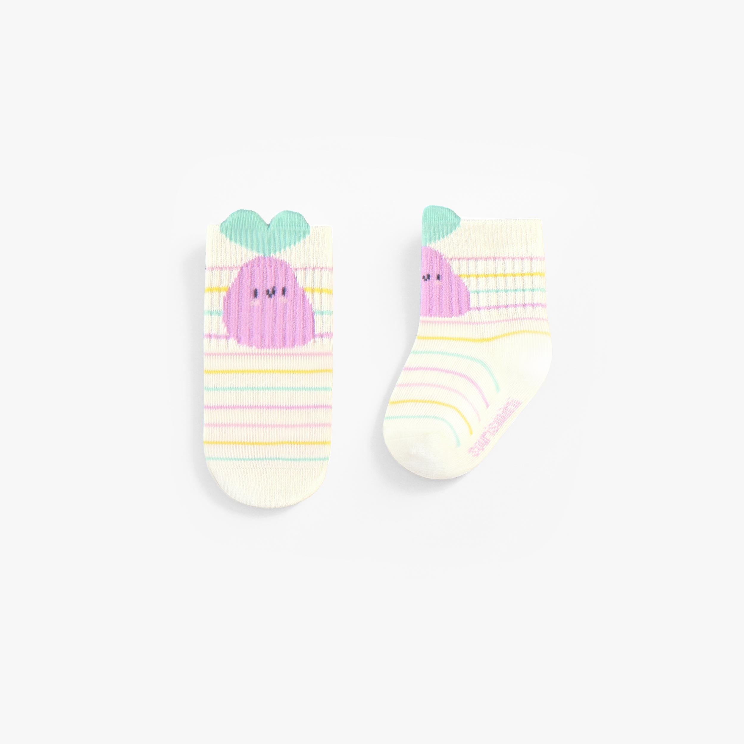 Chaussettes crème avec rayures et poire, naissance - Souris Mini