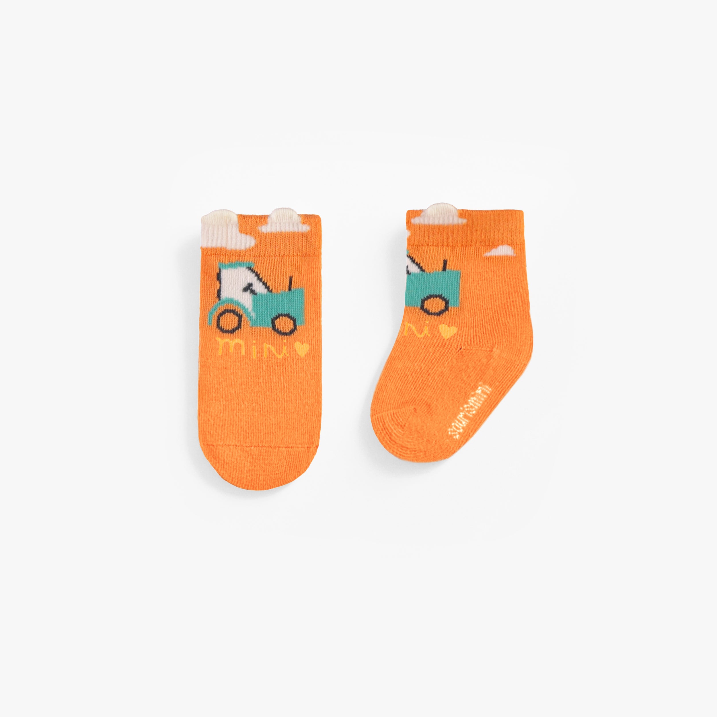 Chaussettes jaunes avec tracteur, naissance - Souris Mini