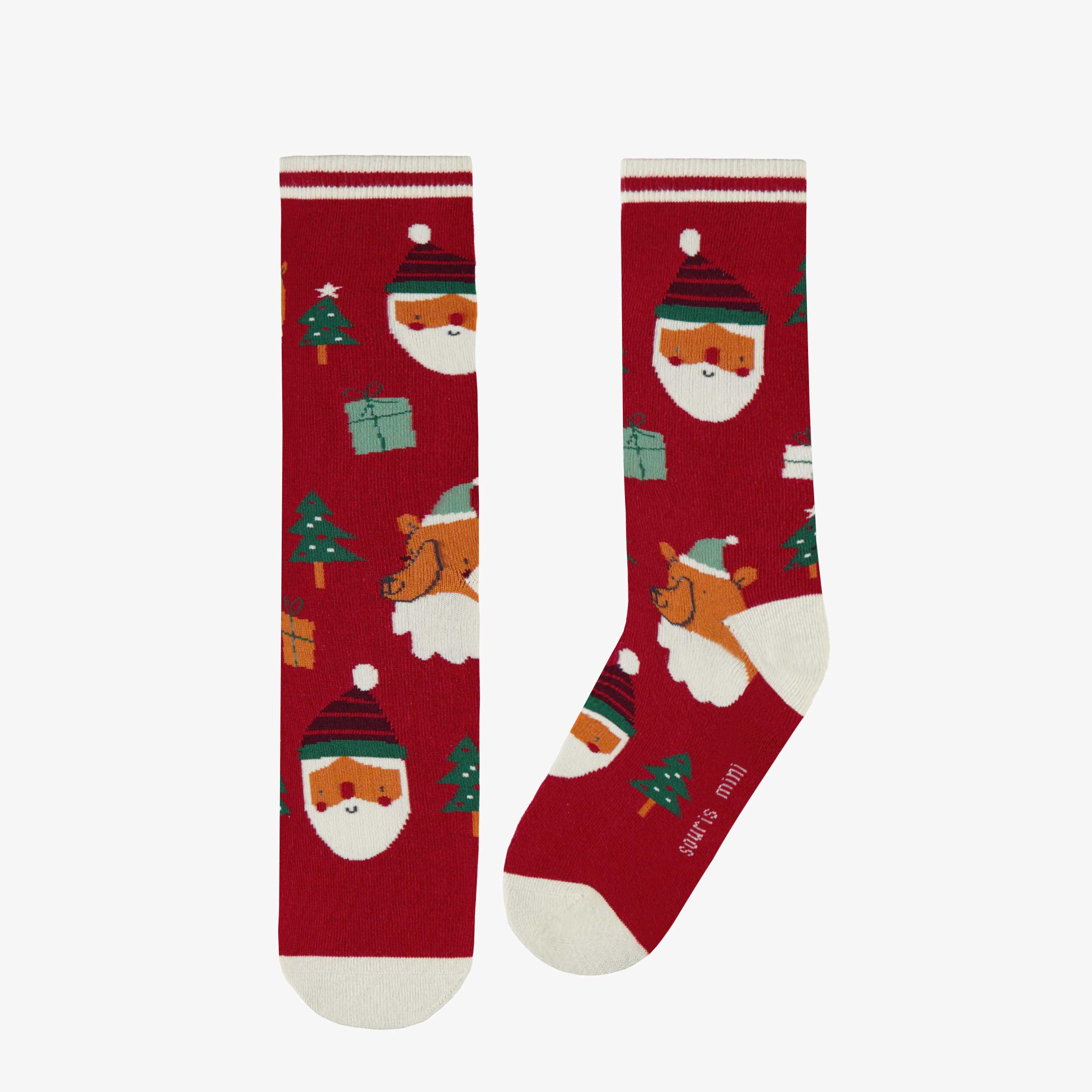Chaussettes rouge à motifs festifs, adulte - Souris Mini