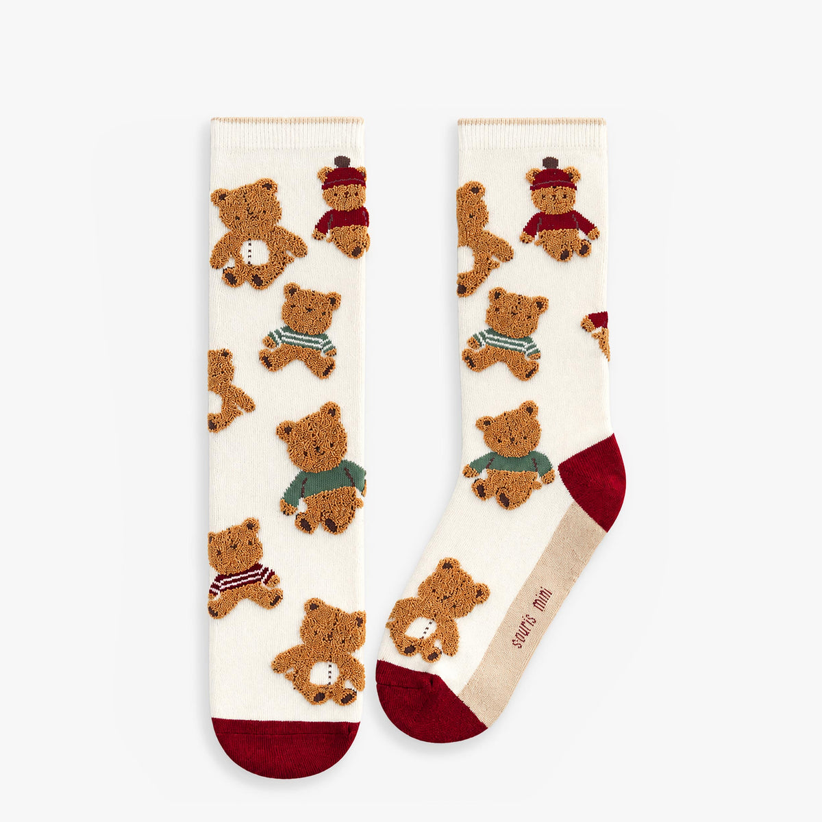 Chaussettes crème à motifs d’oursons, adulte - Souris Mini