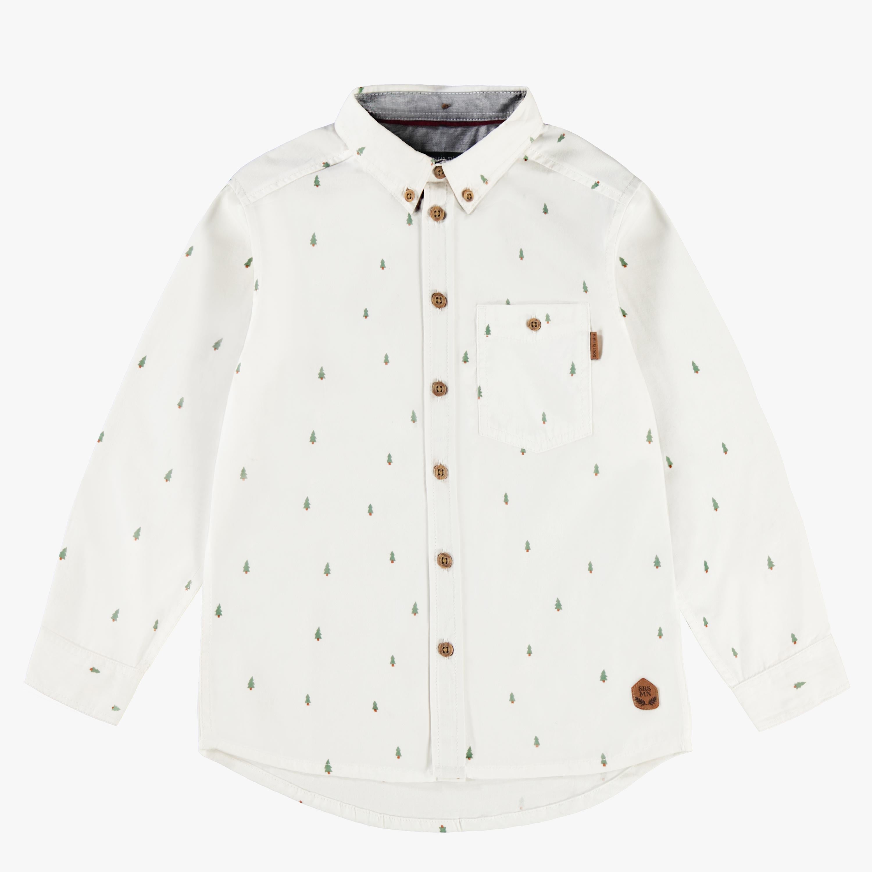 Chemise blanche à motifs de sapins, enfant - Souris Mini