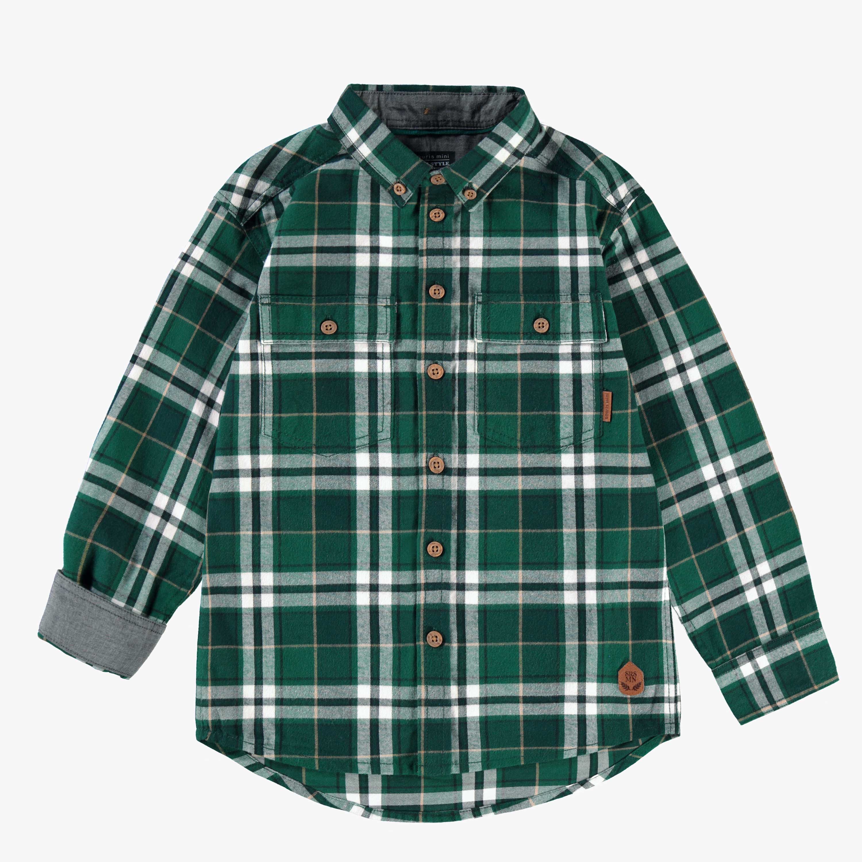 Chemise verte à carreaux, enfant - Souris Mini